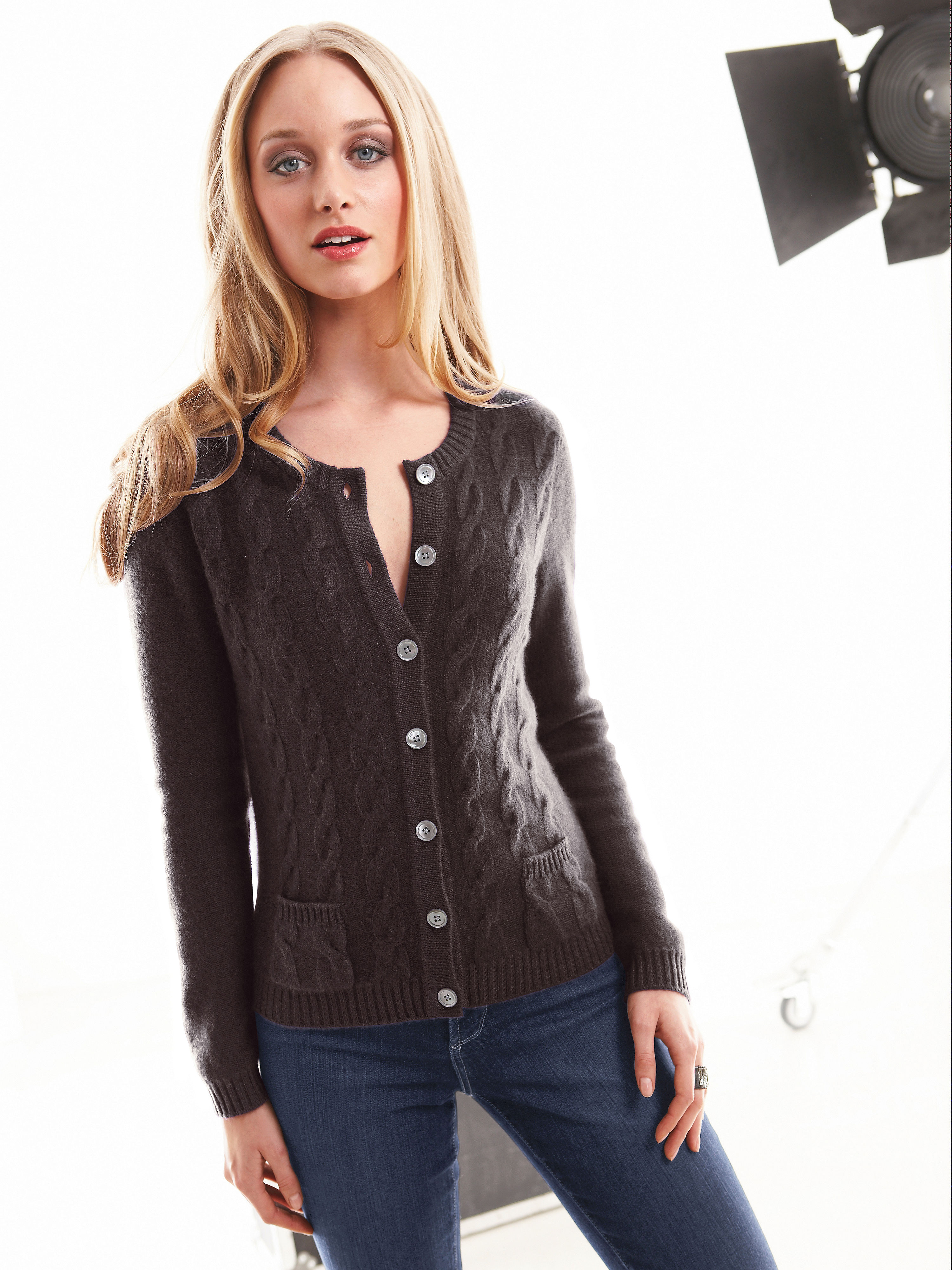 Image of Cardigan cashmere brown size: 14
