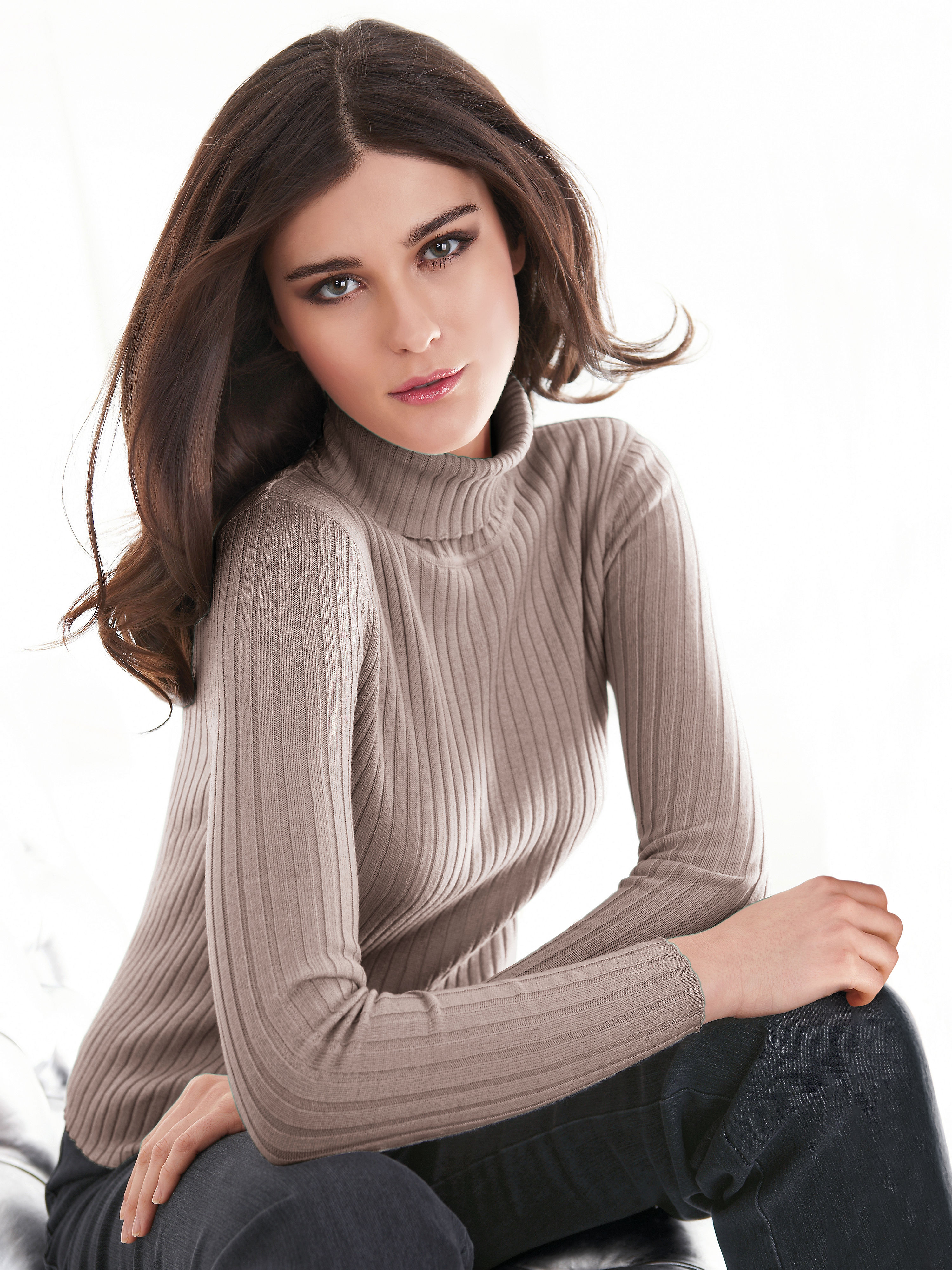 Image of Polo neck jumper Peter Hahn beige size: 10