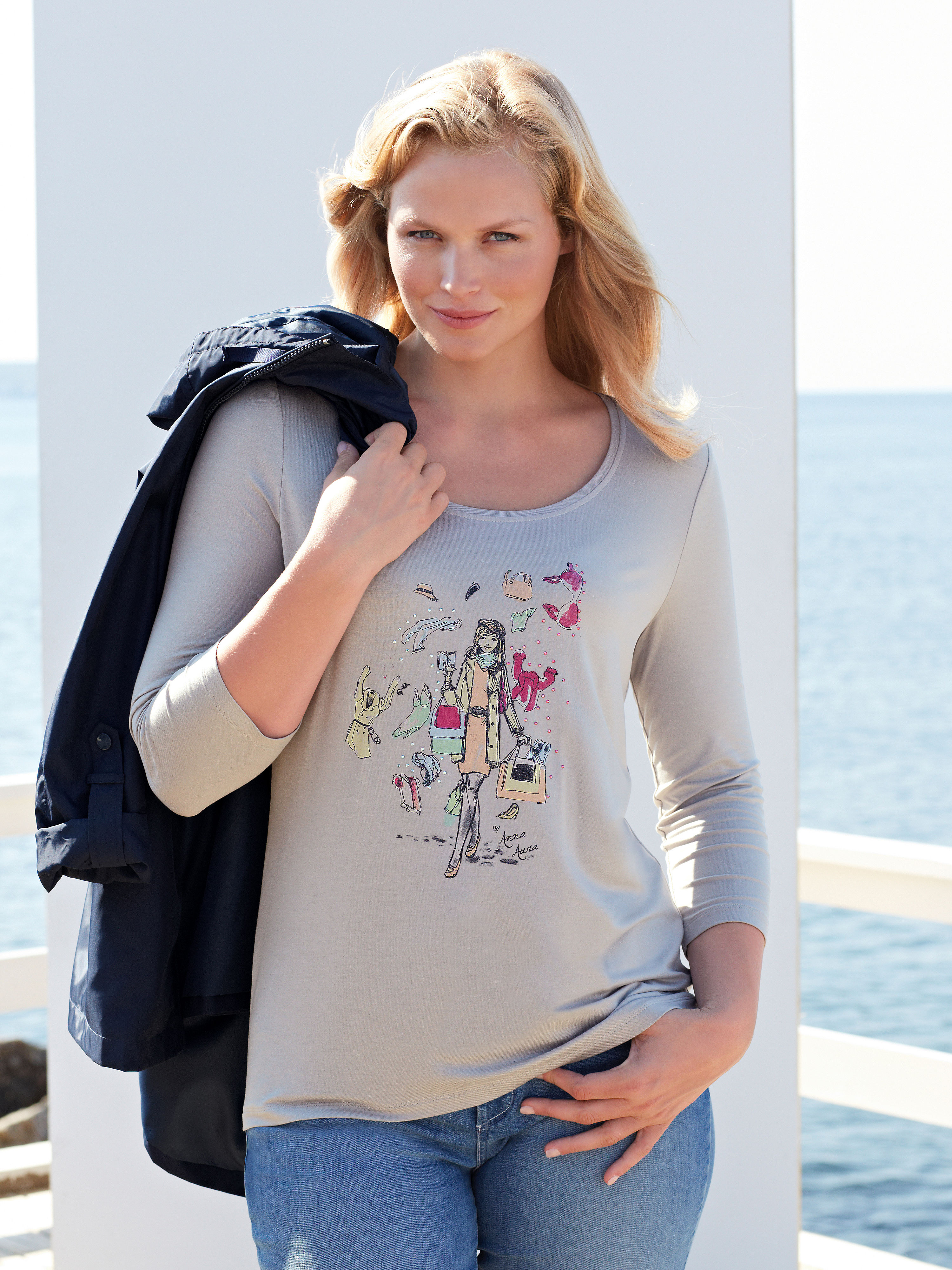 Image of Round neck top Anna Aura beige size: 30