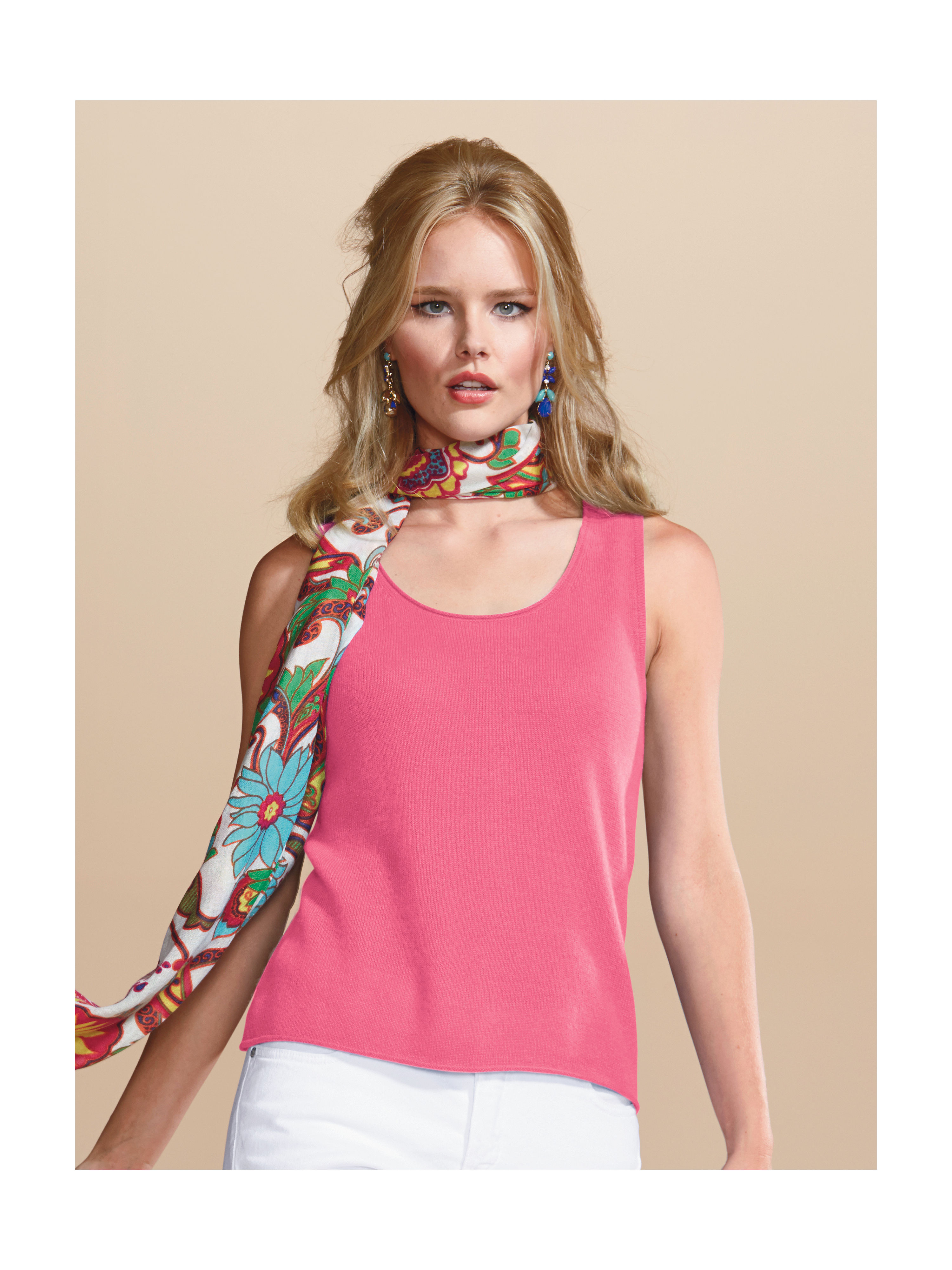 Image of Knitted top in 100% cashmere Peter Hahn bright pink