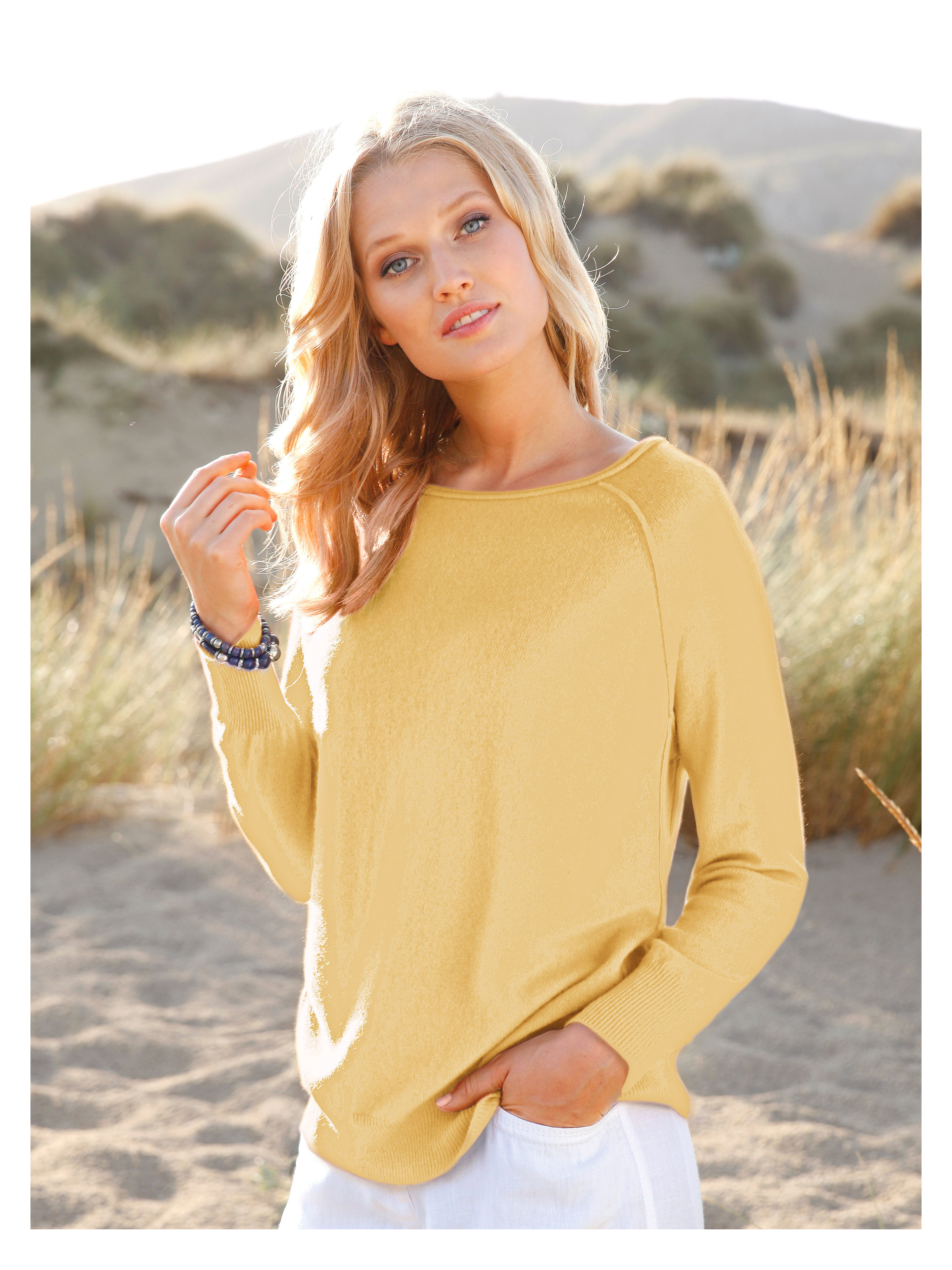 Image of Jumper in 100% cashmere cashmere yellow size: 16