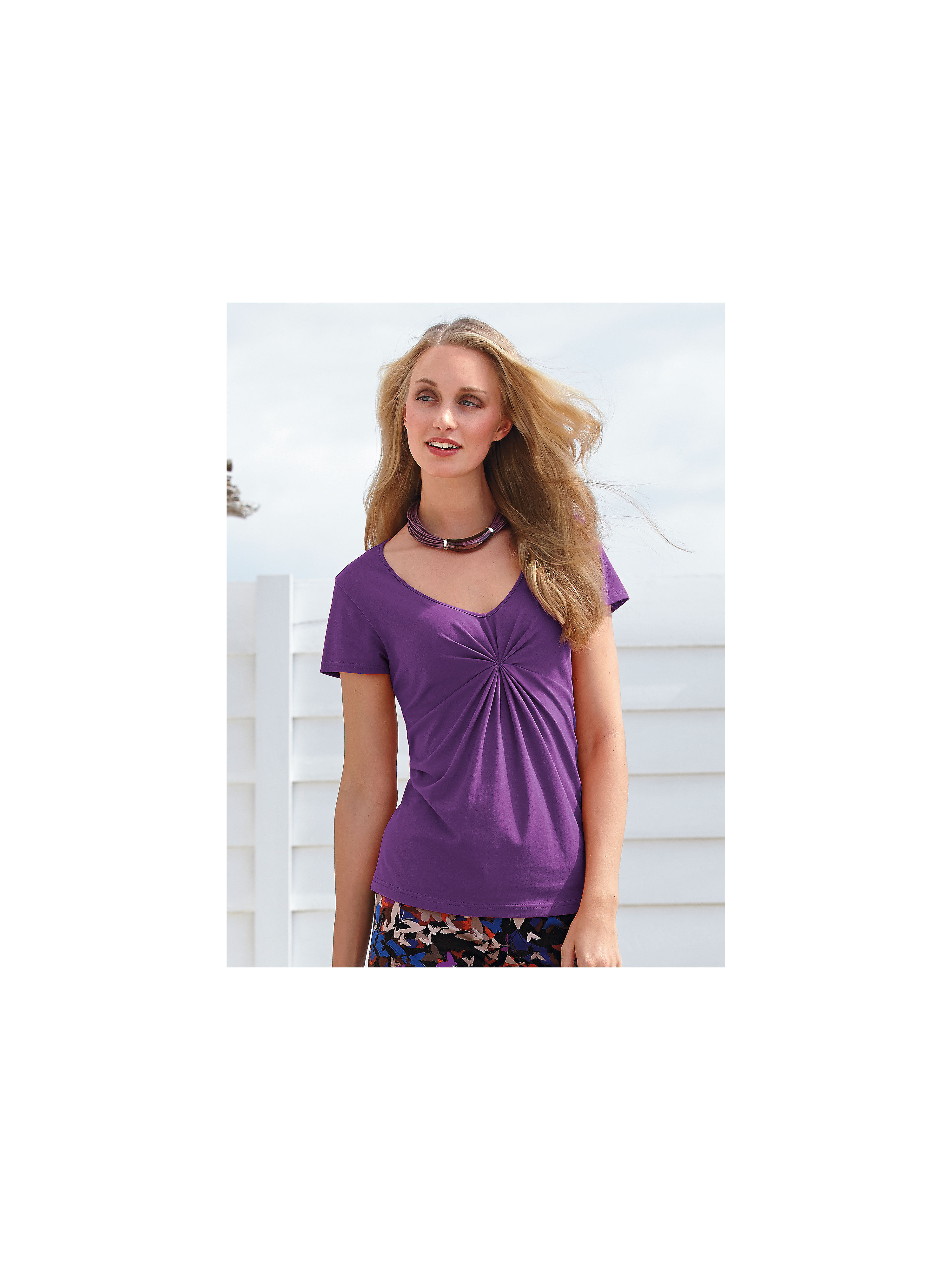 Image of Top with 1/2-length sleeves Green Cotton purple size: 24