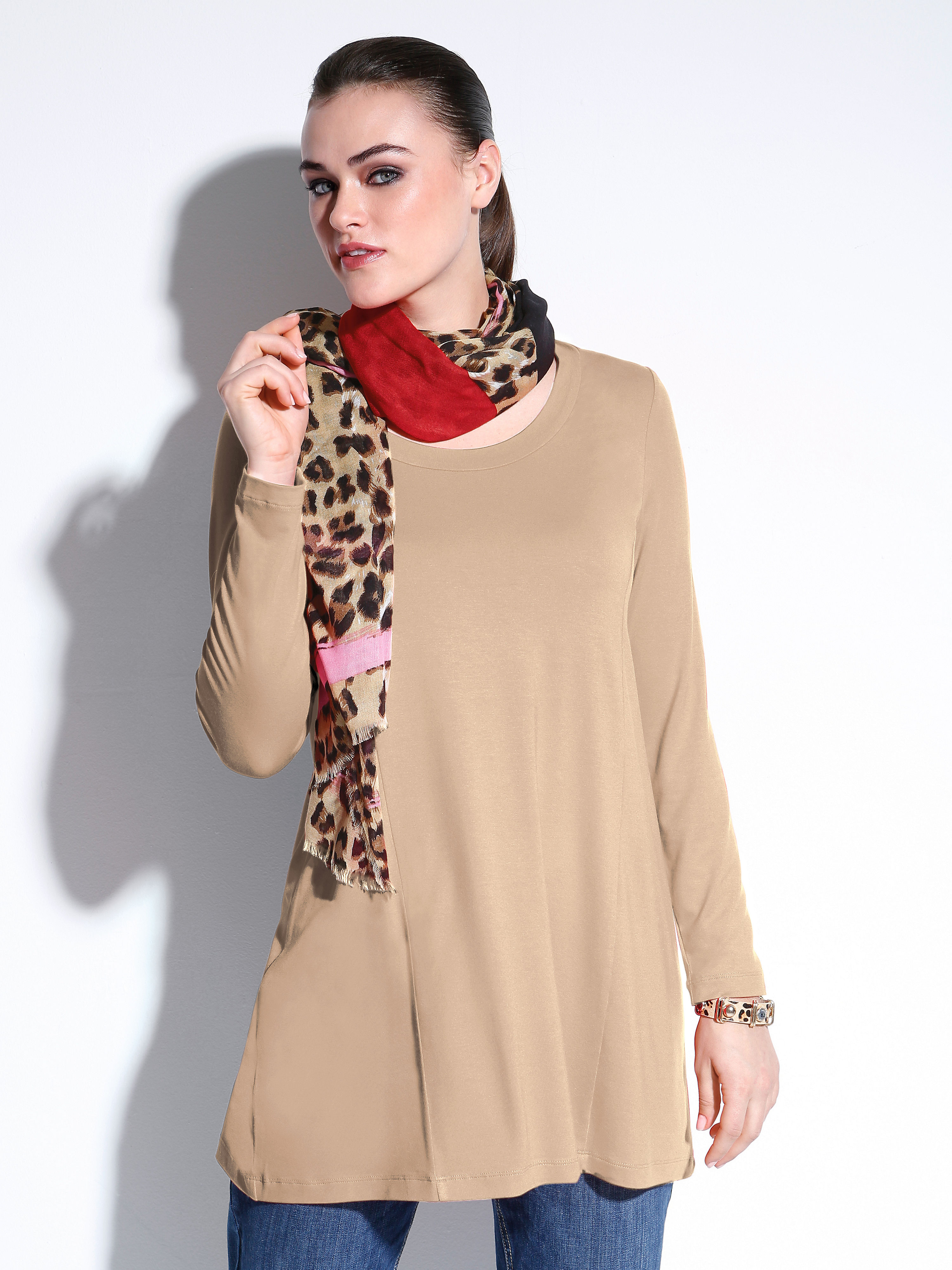 Image of Round neck top Anna Aura beige size: 26