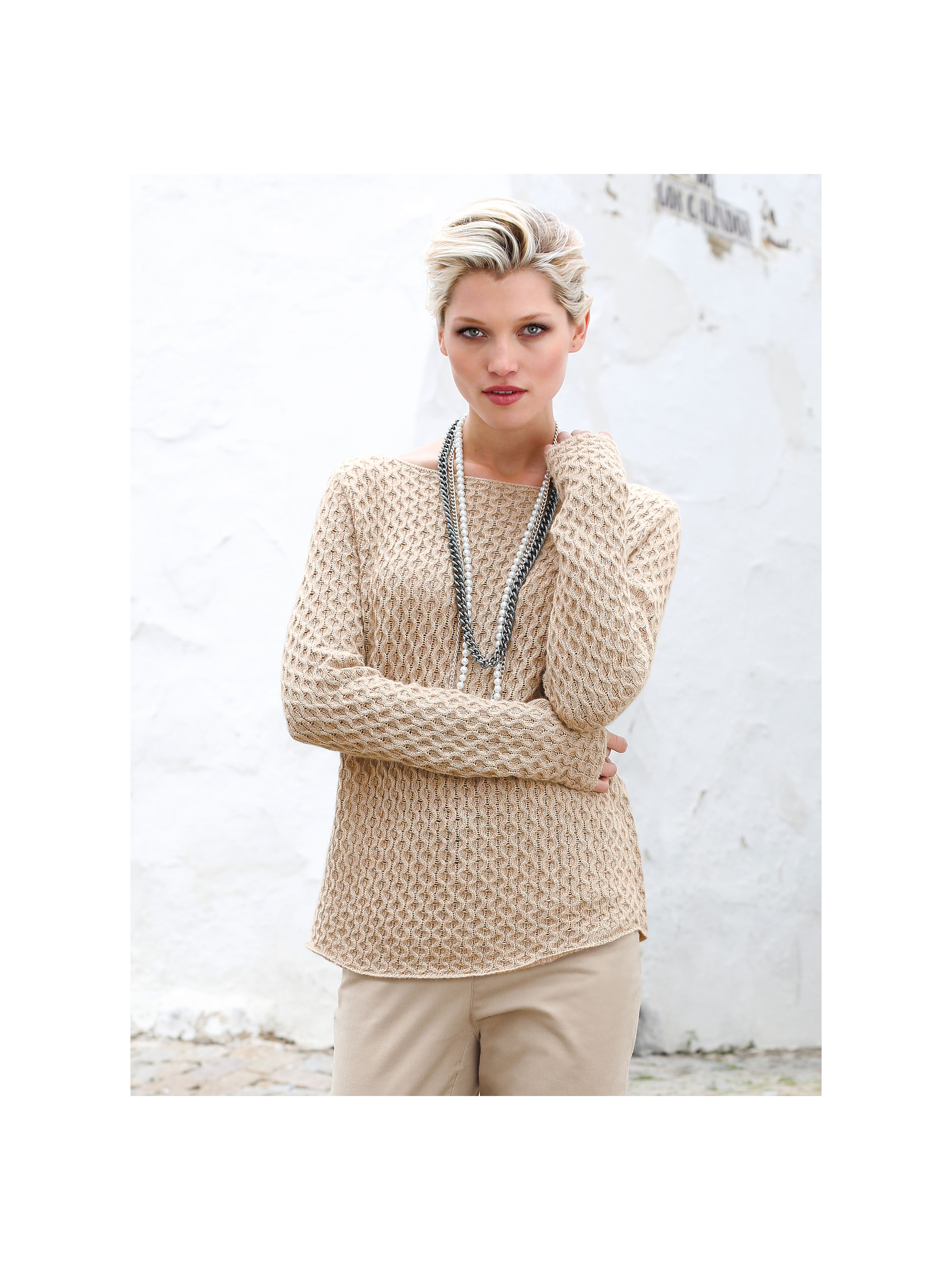 Image of Pullover with a boat neckline Uta Raasch beige