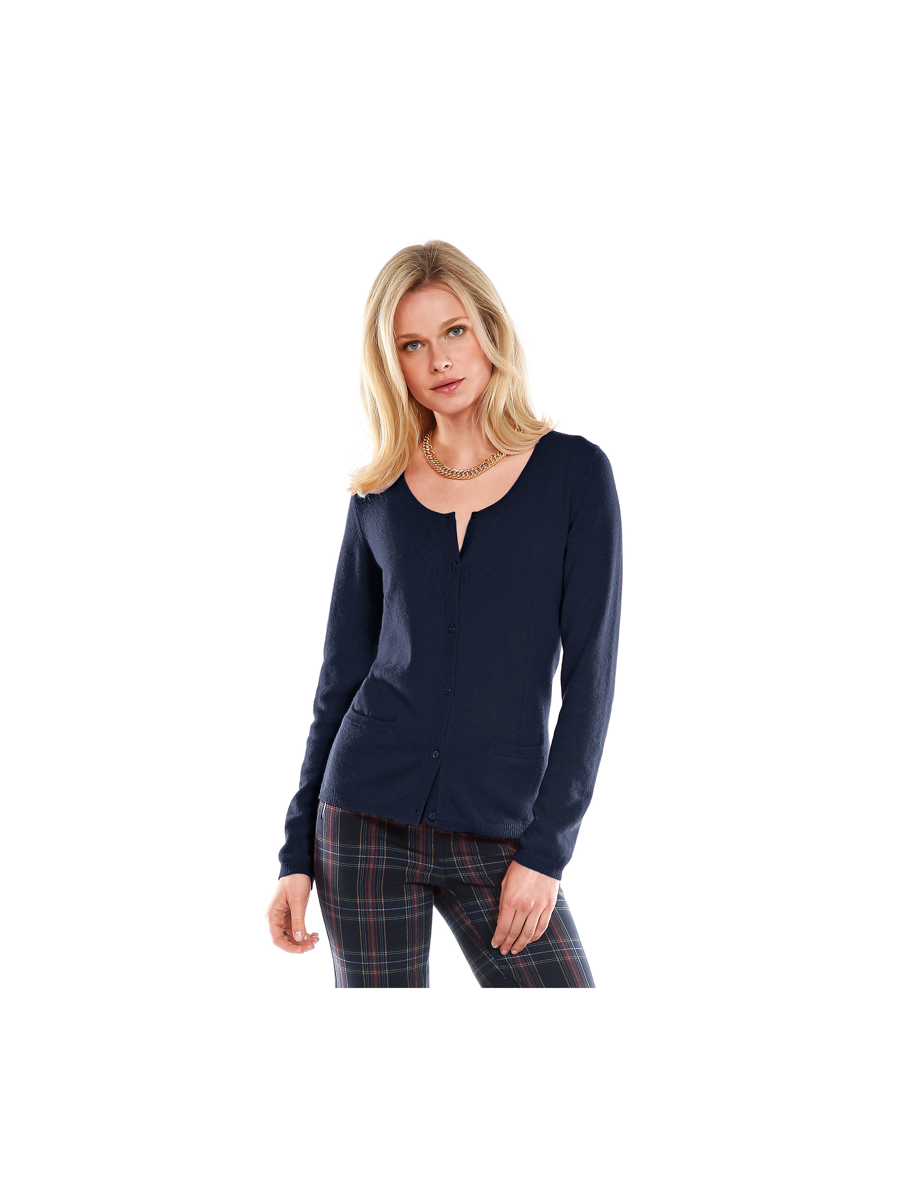 Image of Cardigan in 100% cashmere cashmere blue size: 12