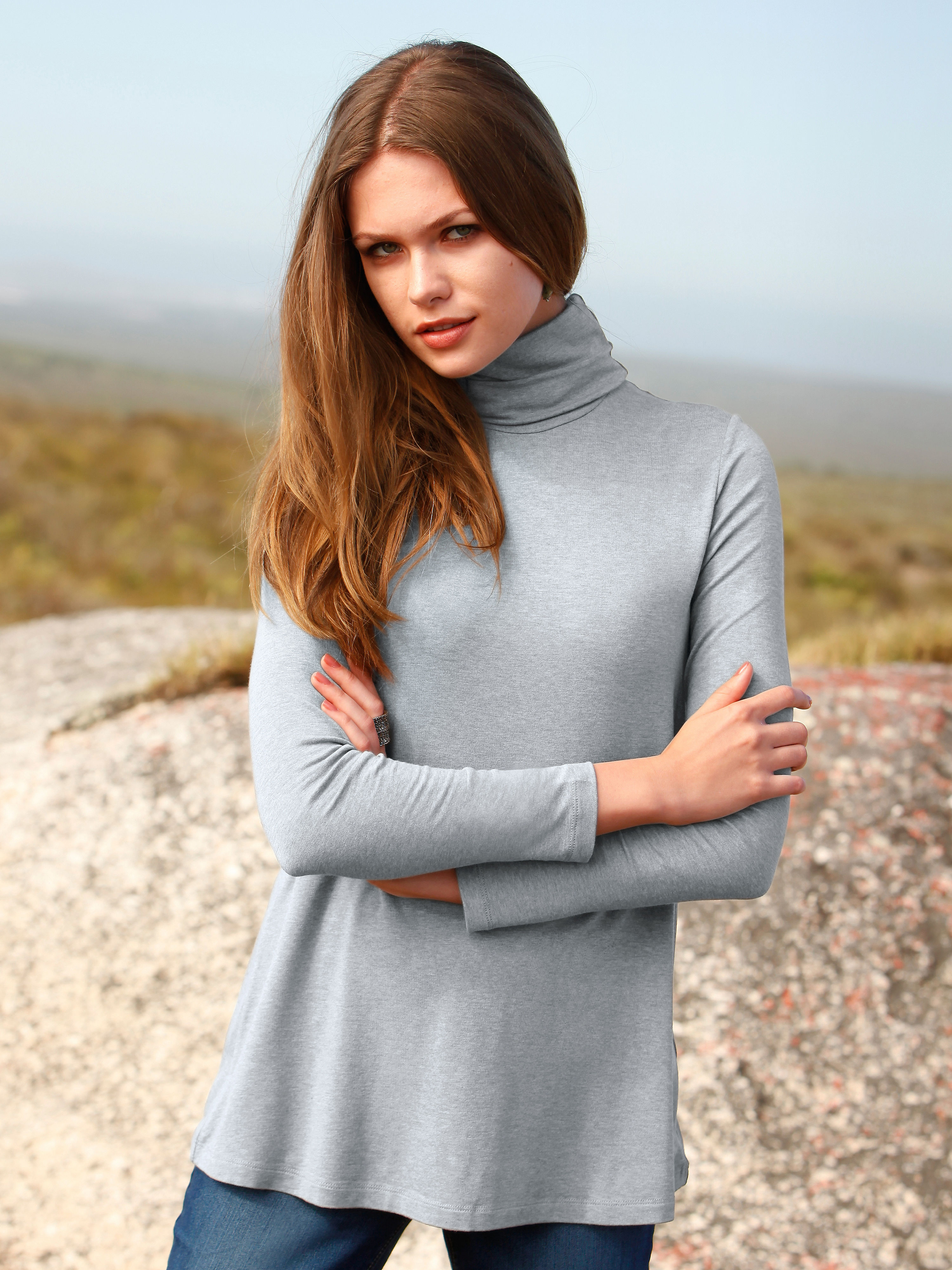 Image of Roll neck top Peter Hahn grey size: 20
