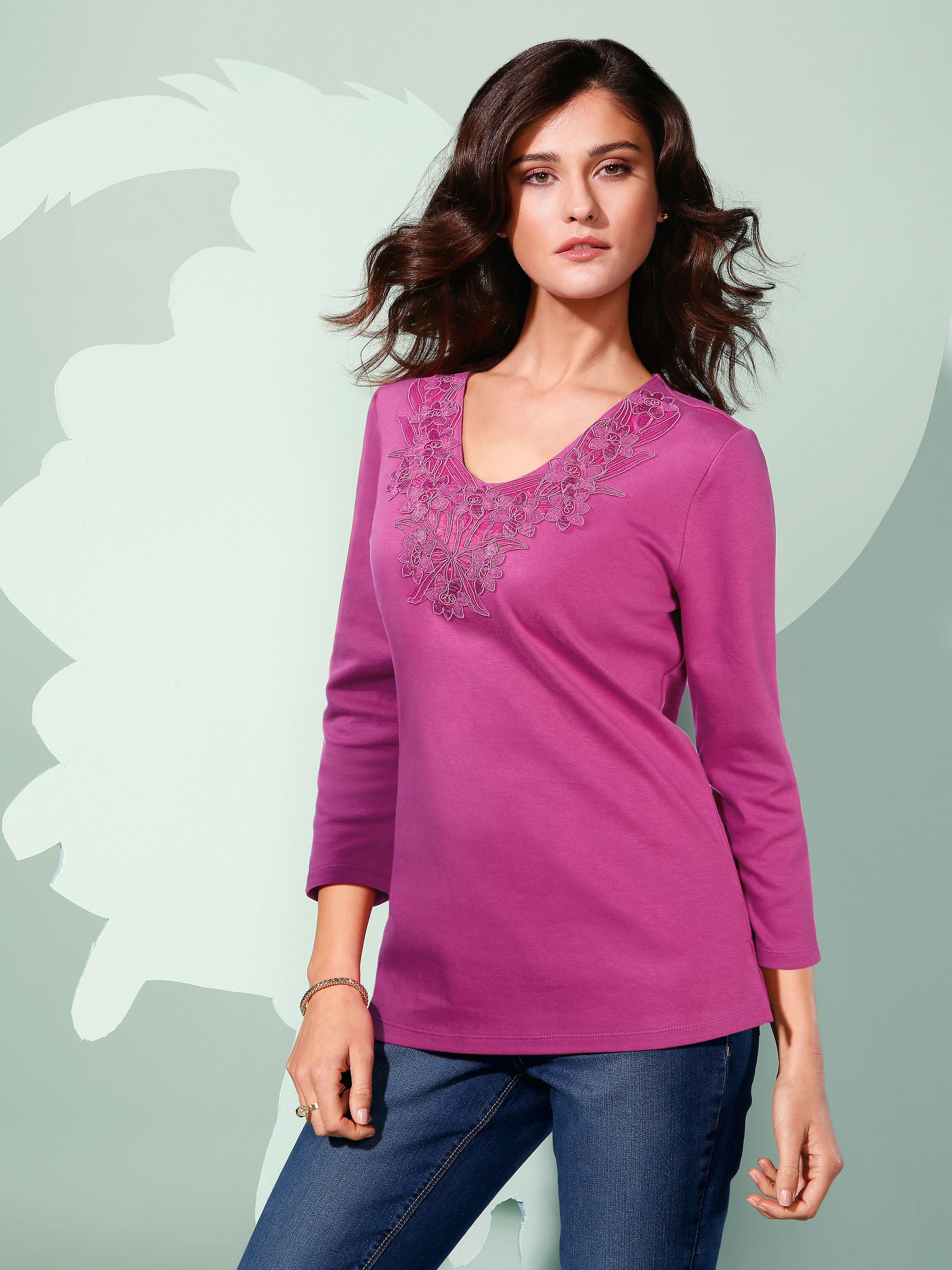Image of V-neck top Peter Hahn bright pink size: 10
