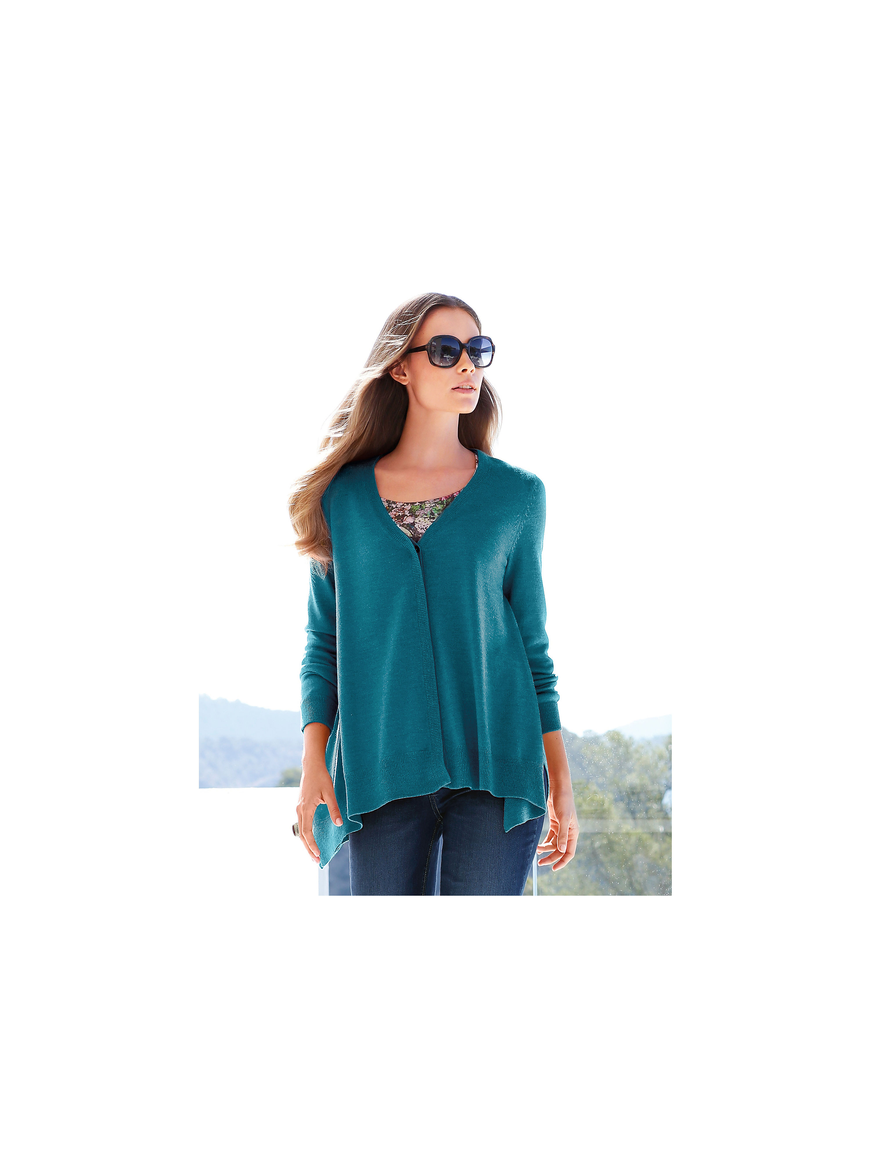 Image of Cardigan in 100% new milled wool Peter Hahn turquoise