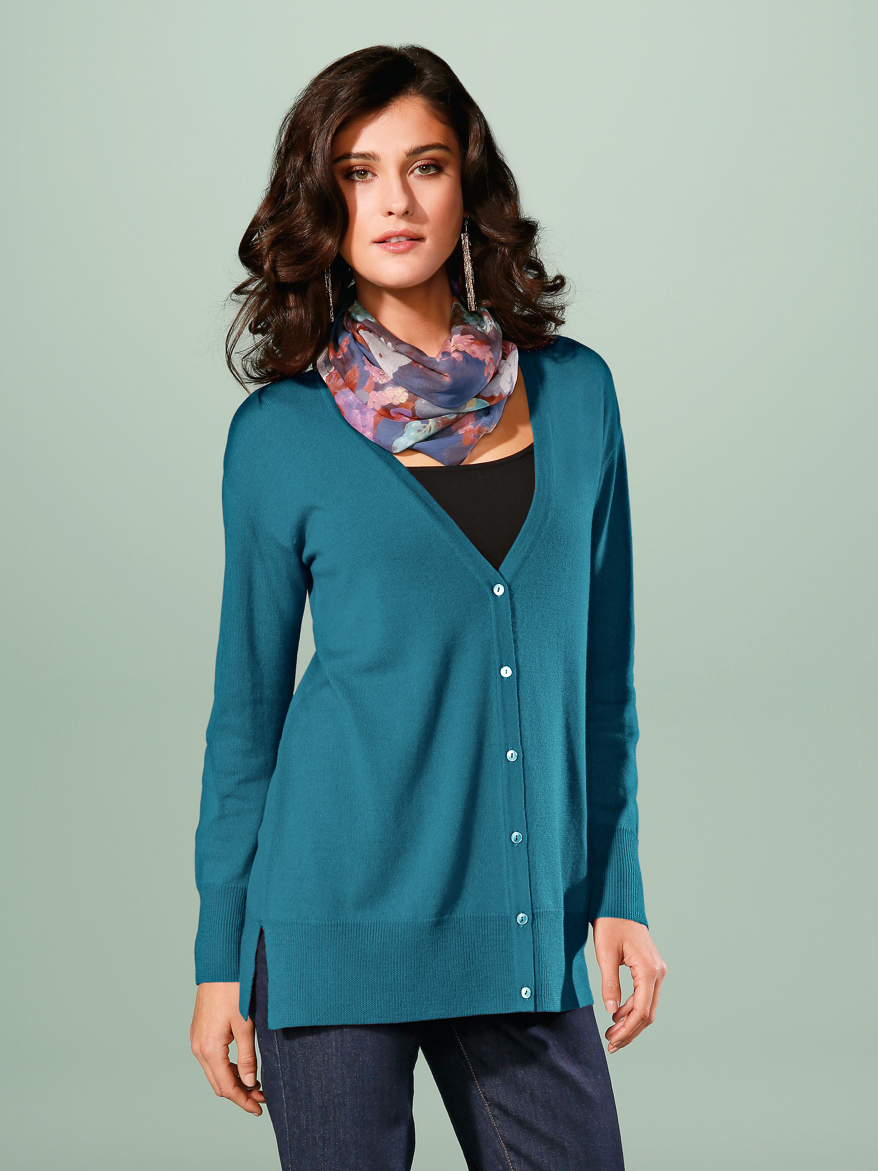 Image of Cardigan in 100% new milled wool Peter Hahn green size: 22