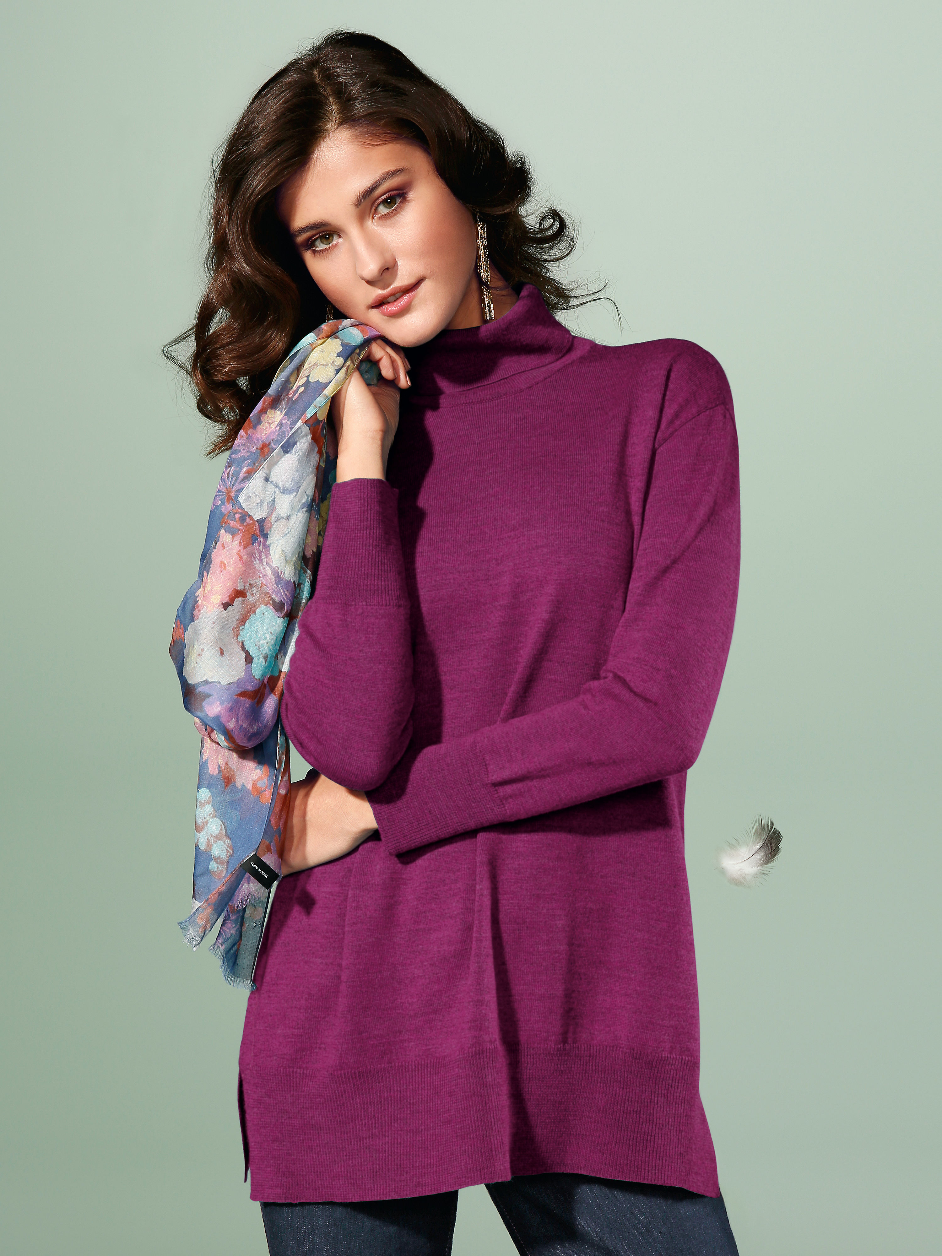 Image of Polo neck jumper in 100% new milled wool Peter Hahn blue size: 12