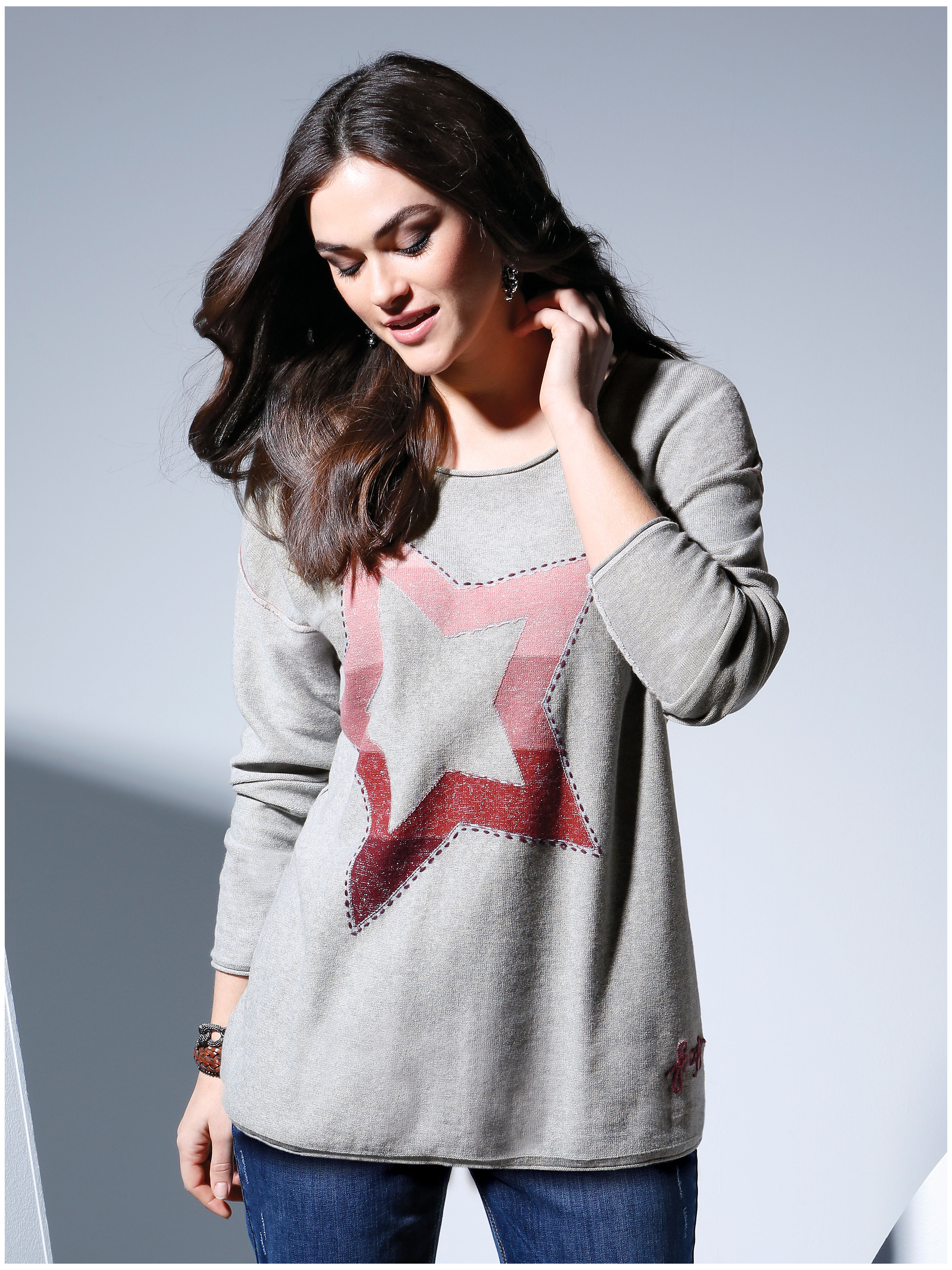 Image of Round neck jumper frapp grey