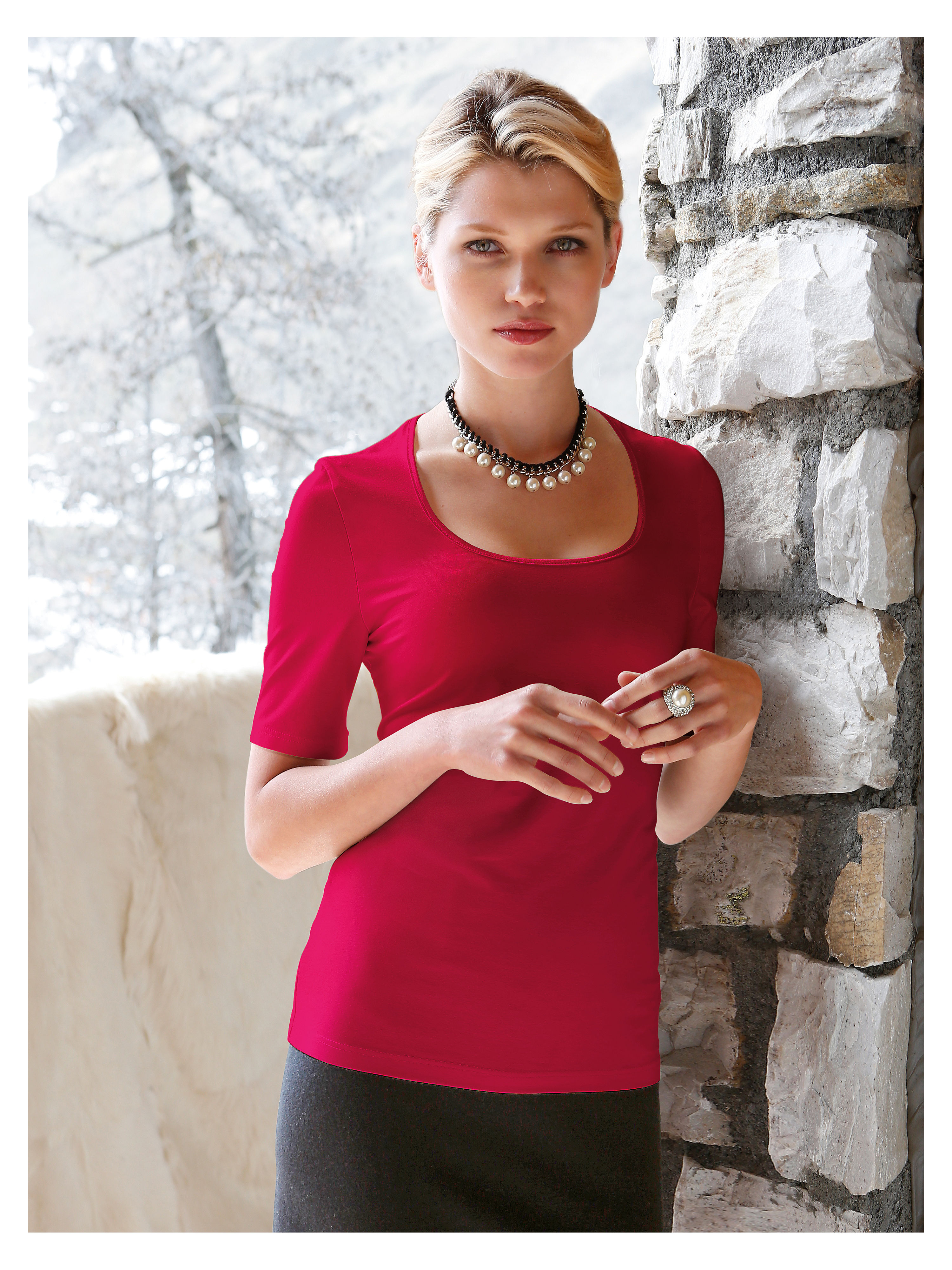 Image of Round neck top Uta Raasch red size: 10