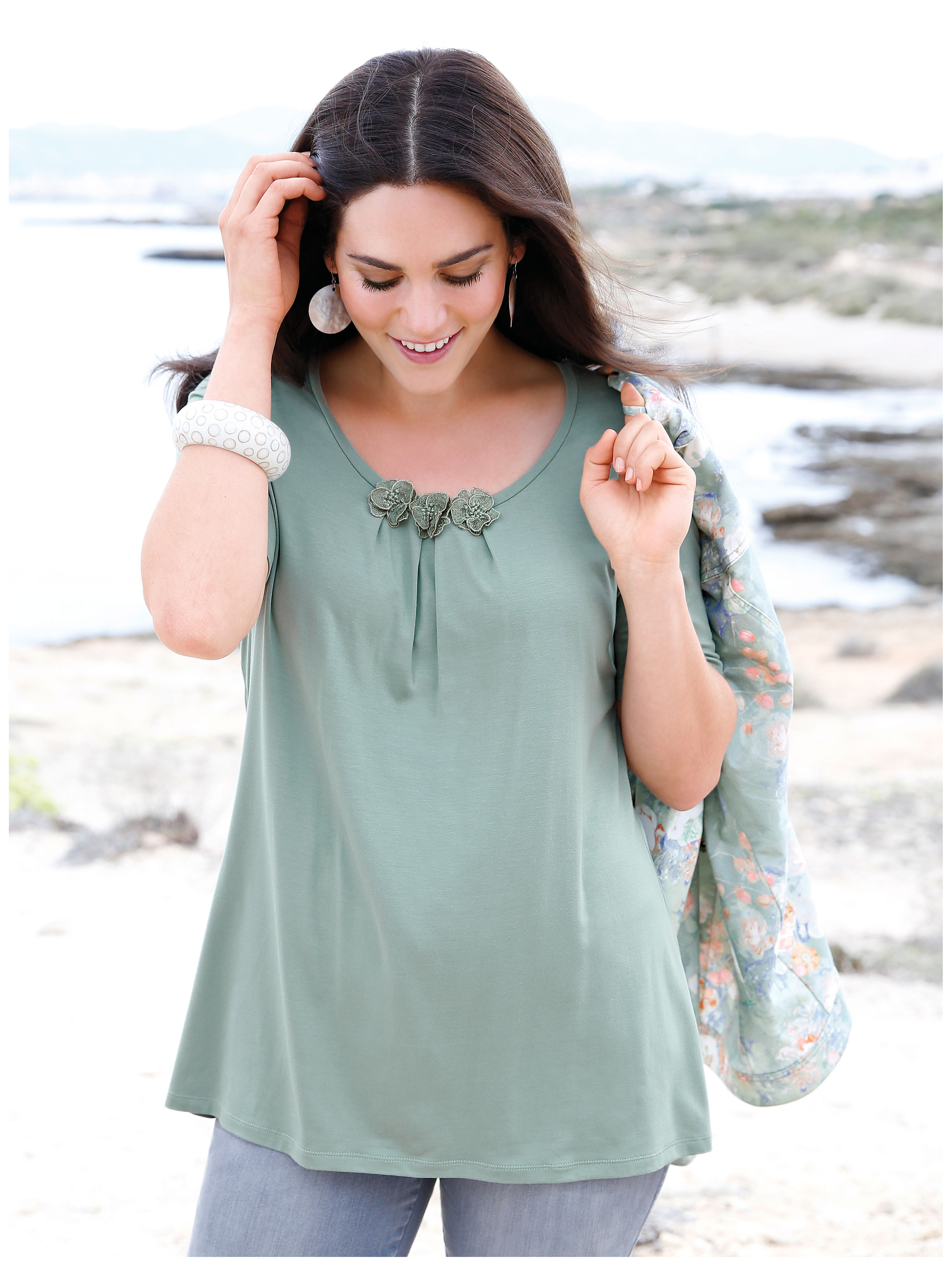 Image of Round neck top Anna Aura green