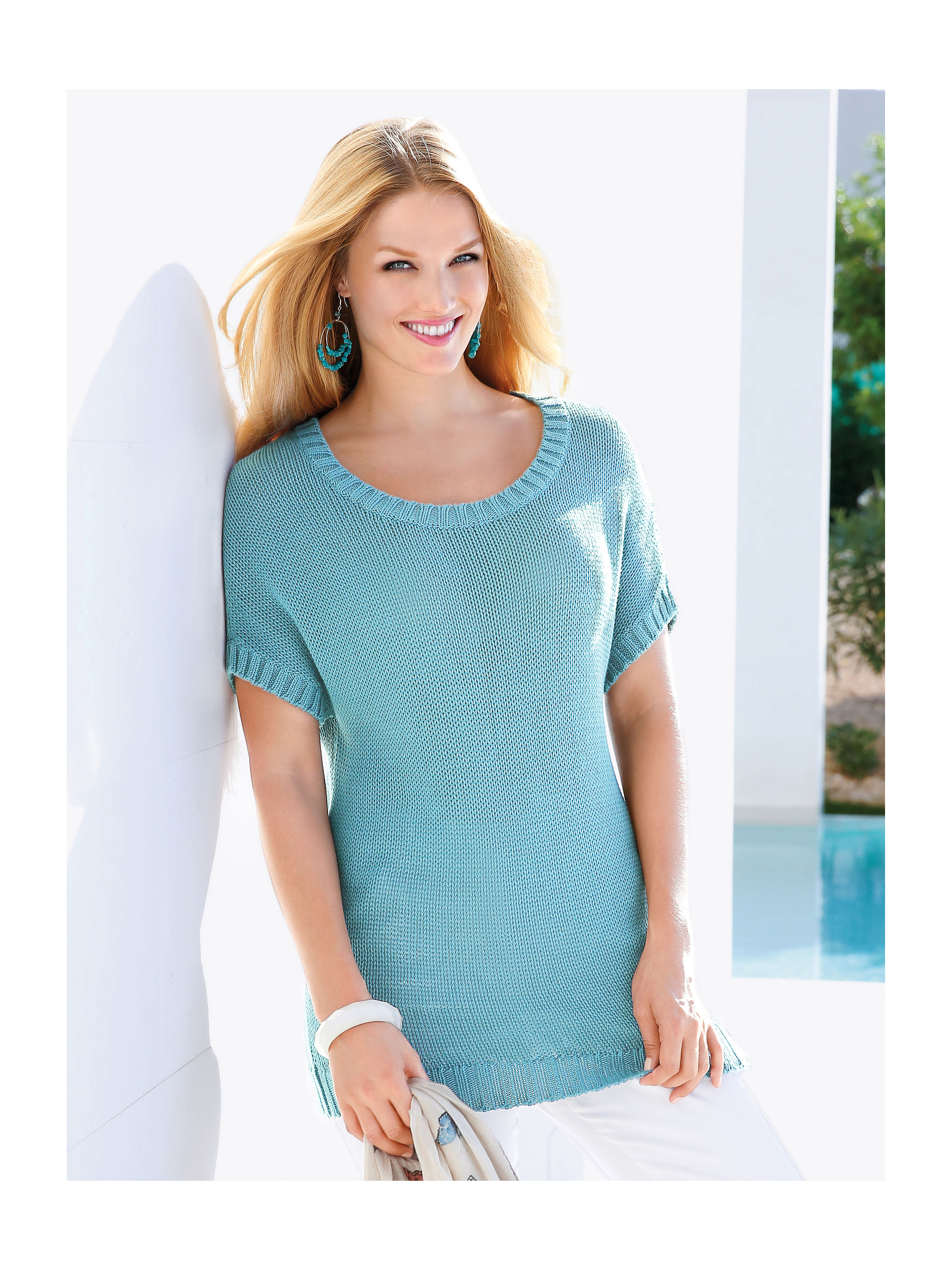 Image of Round neck jumper Anna Aura turquoise