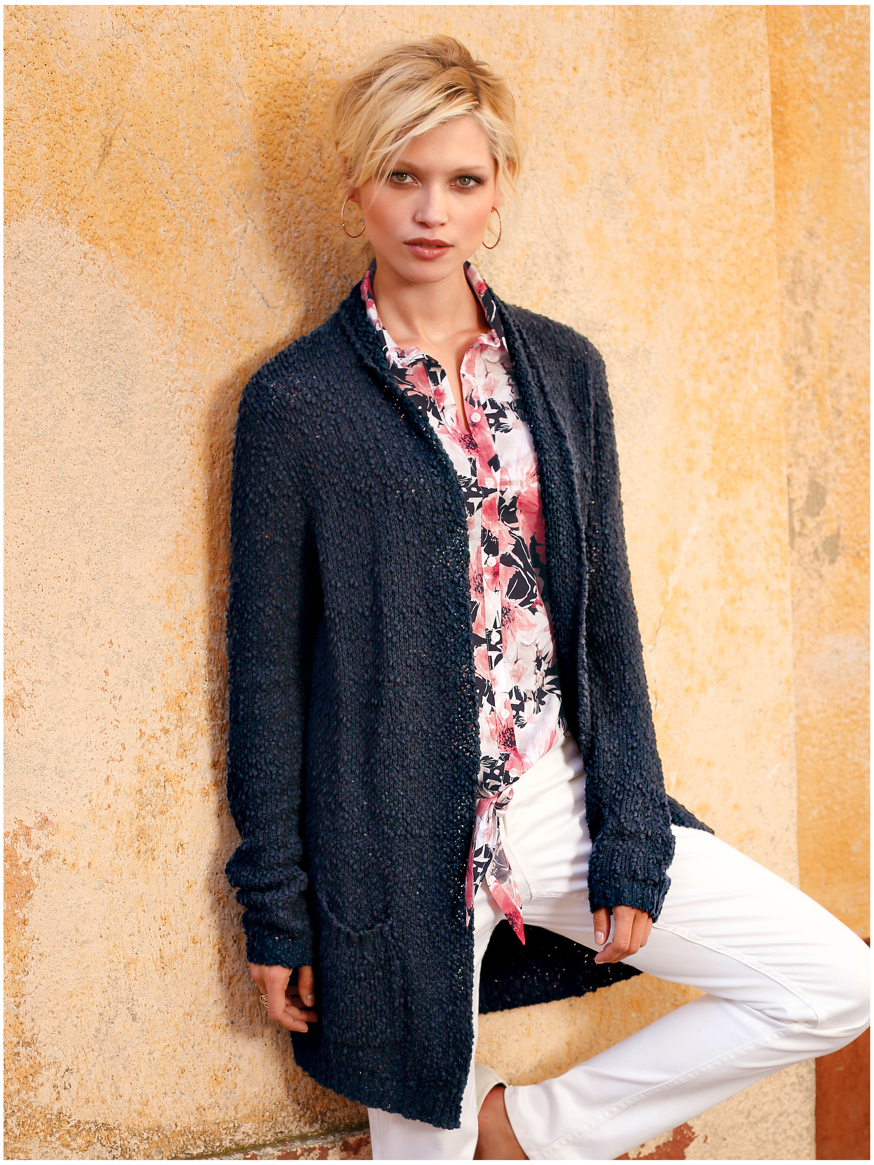 Image of Cardigan in an open cut Uta Raasch blue