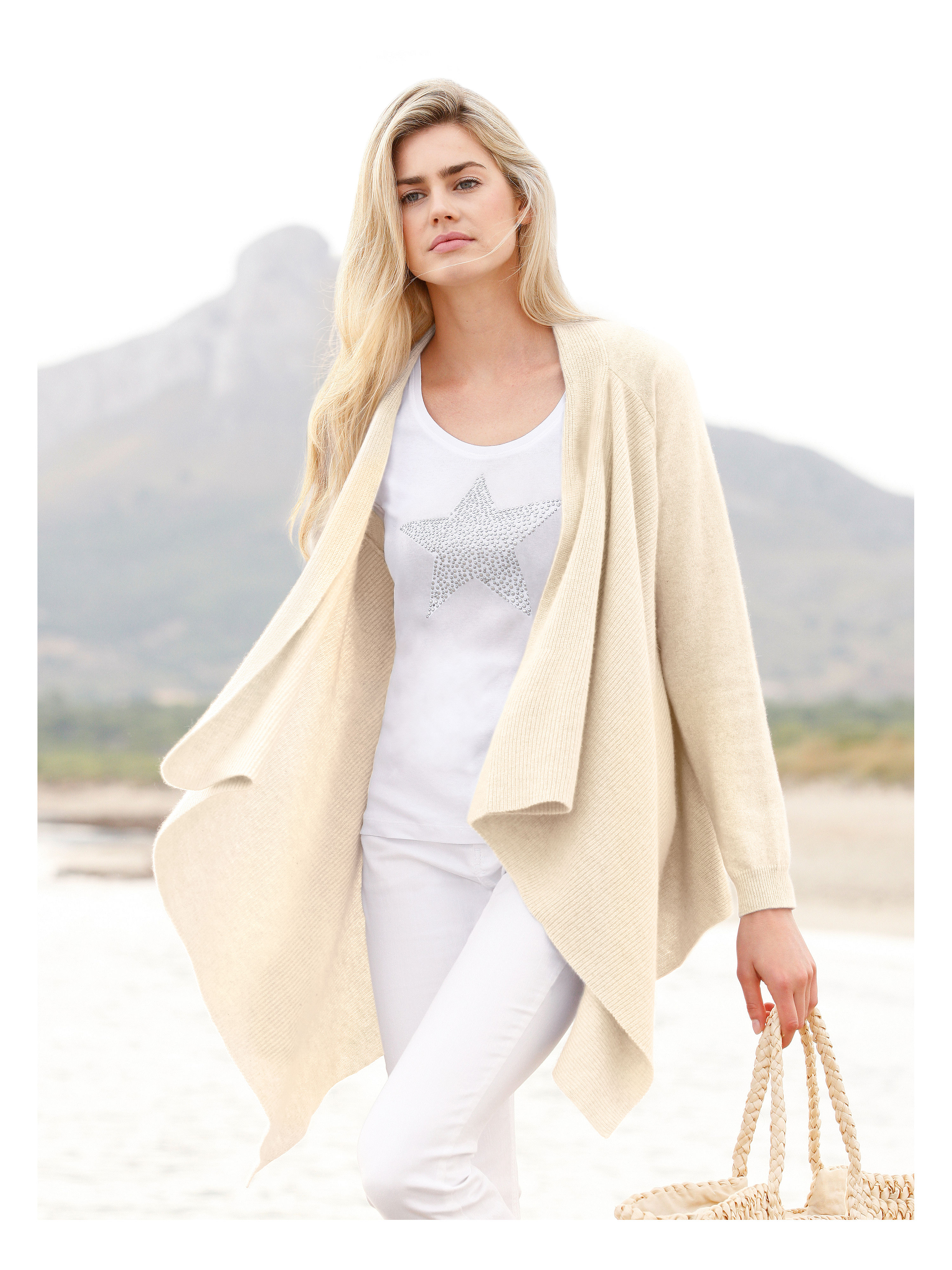 Image of Cardigan in 100% cashmere Peter Hahn white