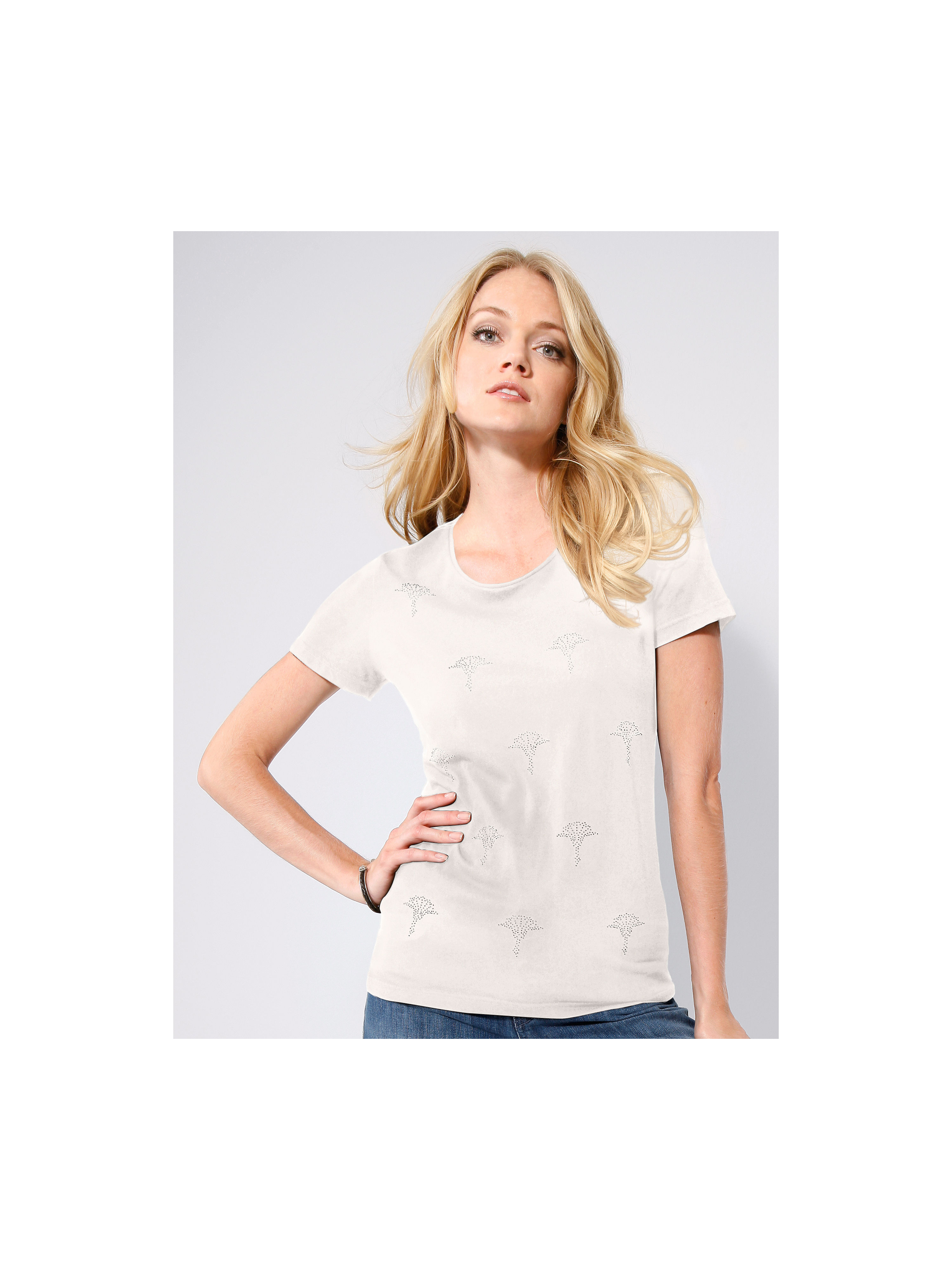 Image of Round neck top with 1/2-length sleeves Joop! beige