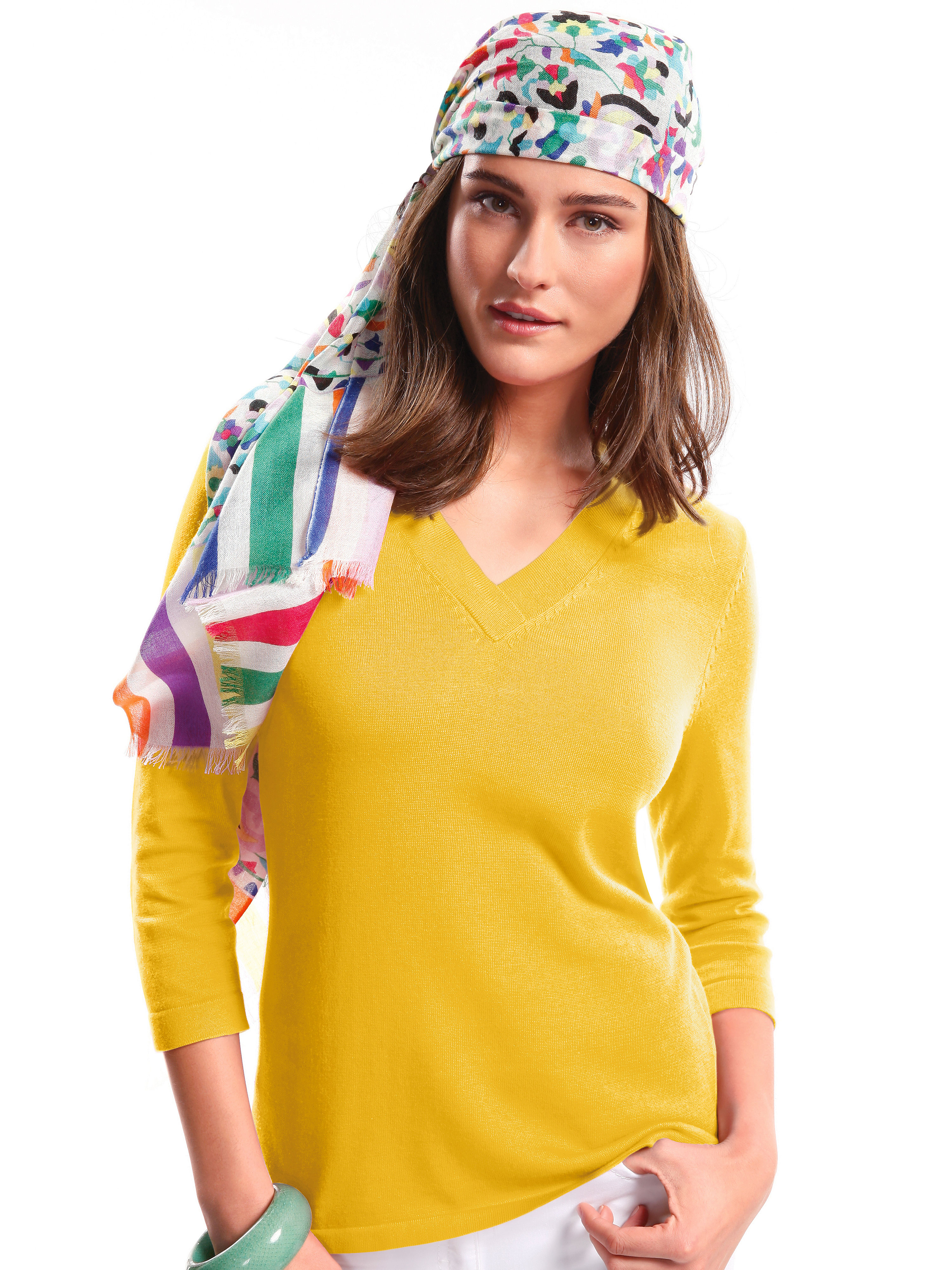 Image of V-neck jumper Peter Hahn yellow size: 12