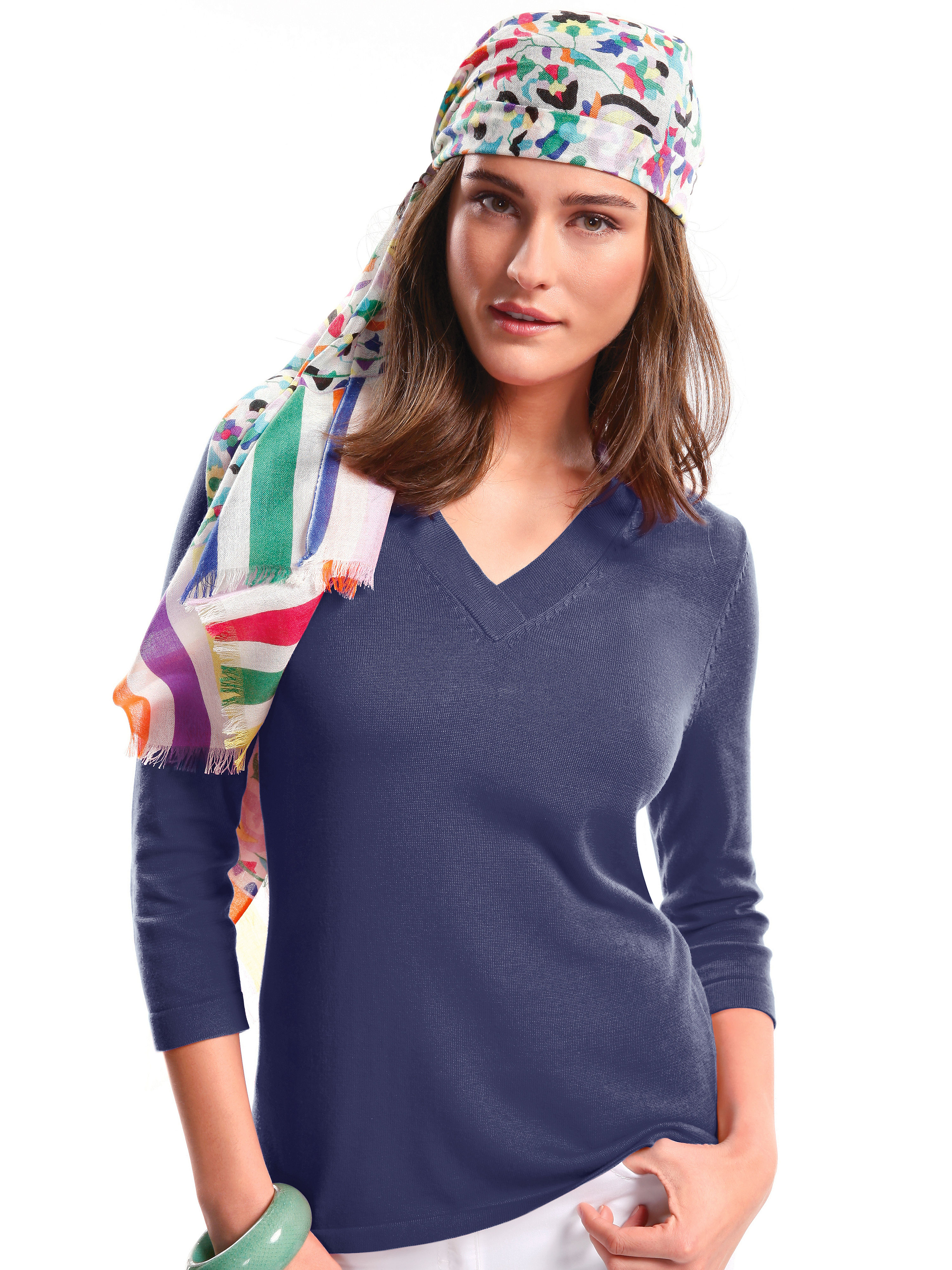 Image of V-neck jumper Peter Hahn blue size: 22