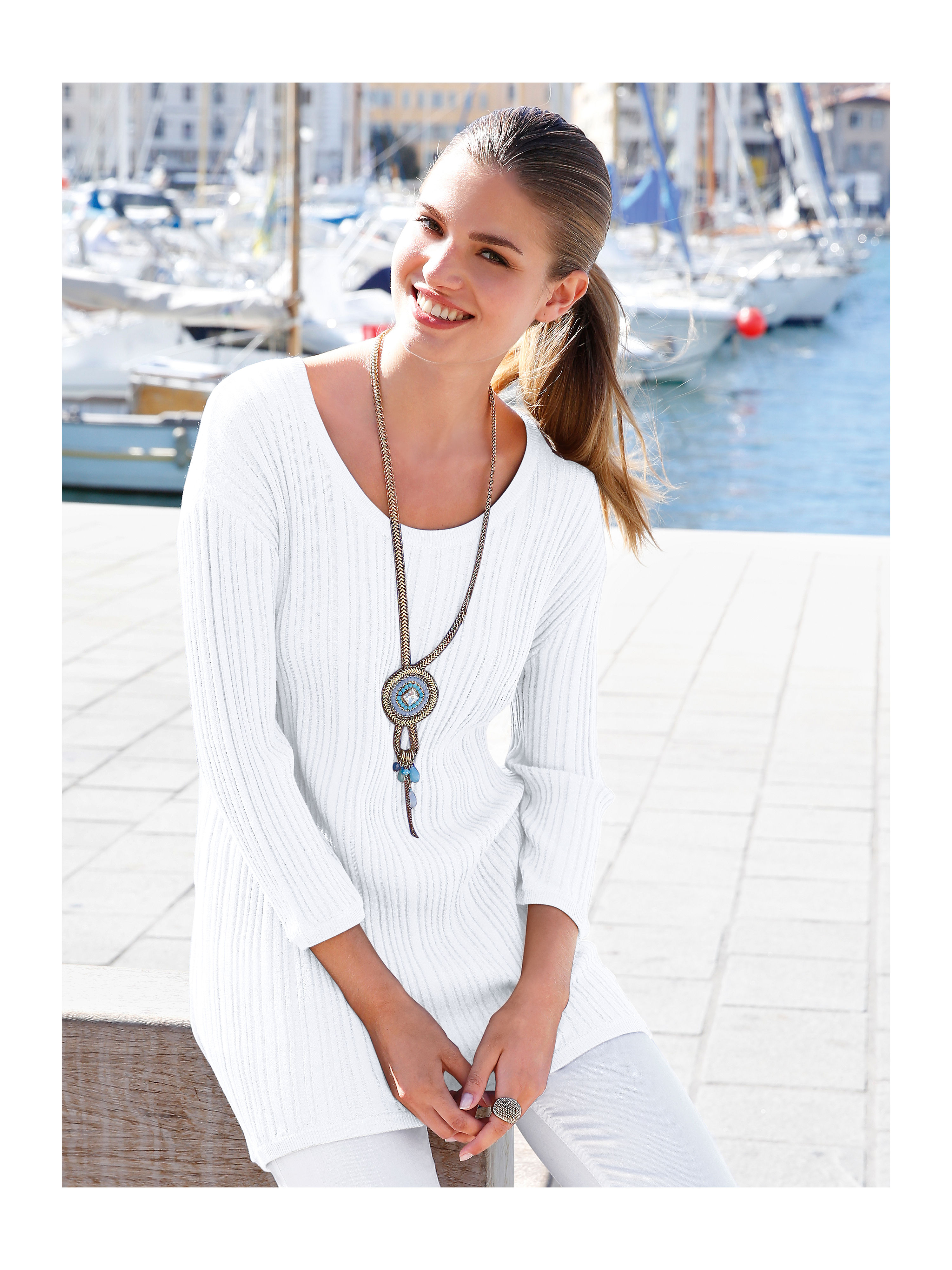Image of Round neck jumper Peter Hahn white size: 16