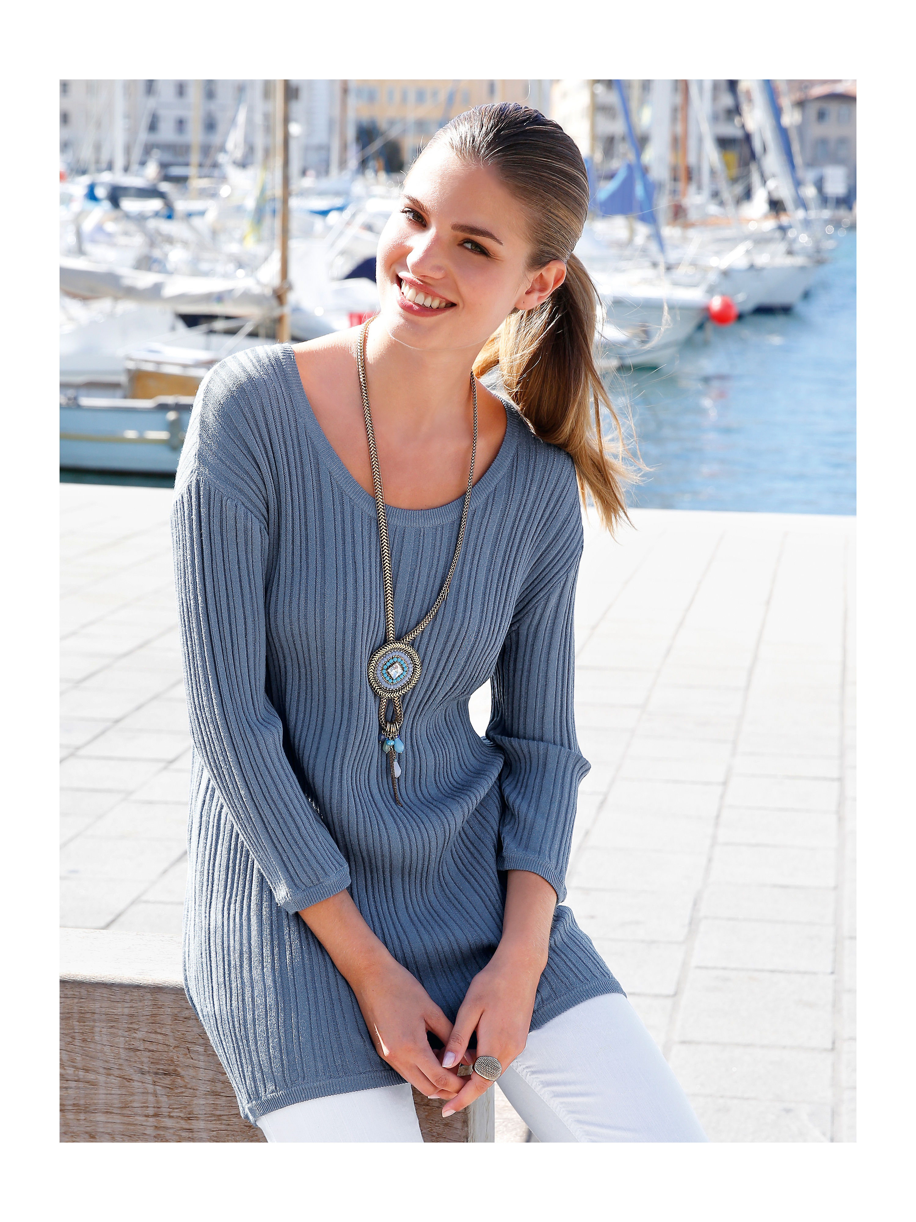 Image of Round neck jumper Peter Hahn blue size: 10