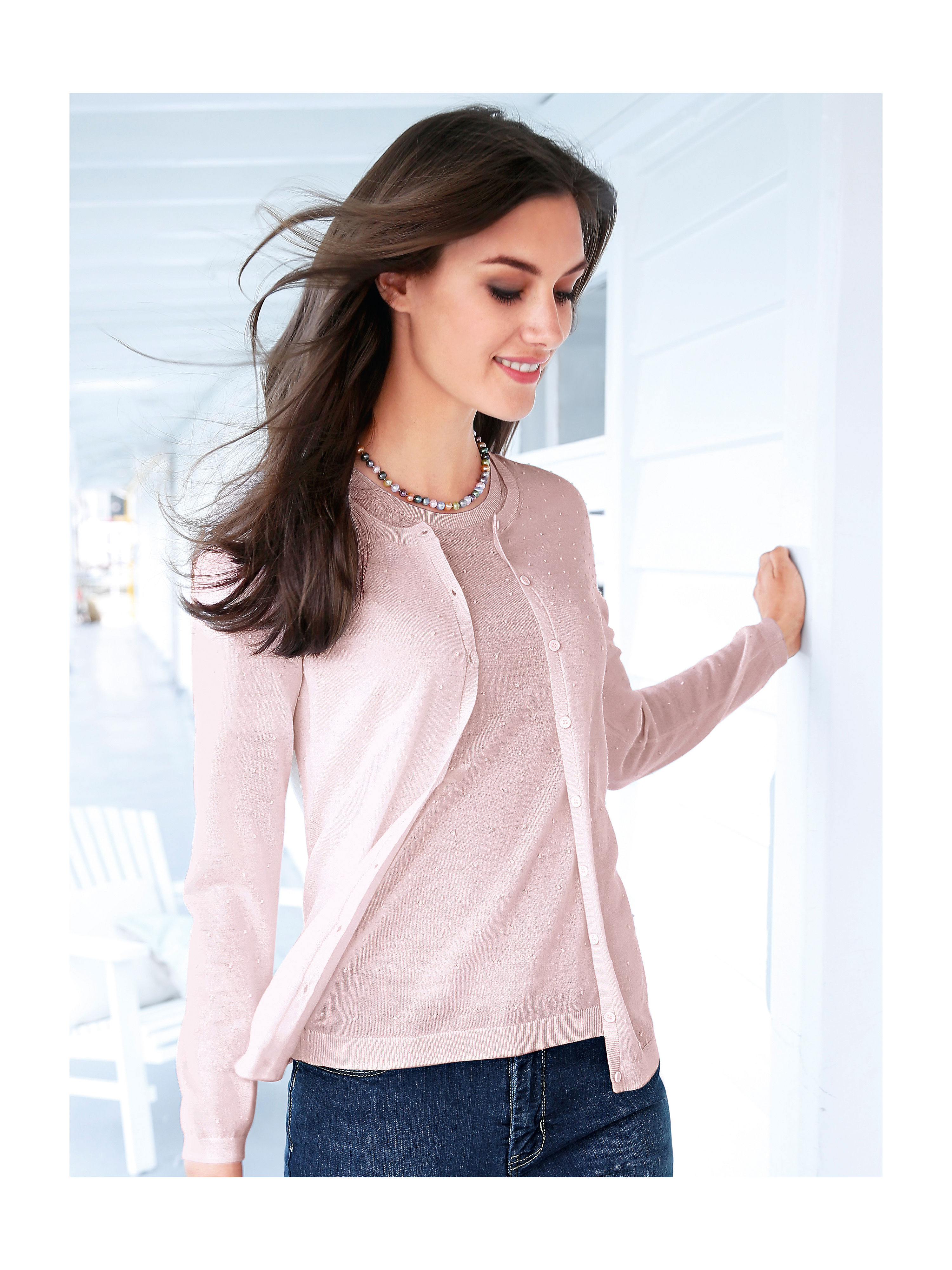 Image of Twin set in 100% new milled wool Peter Hahn pale pink size: 14
