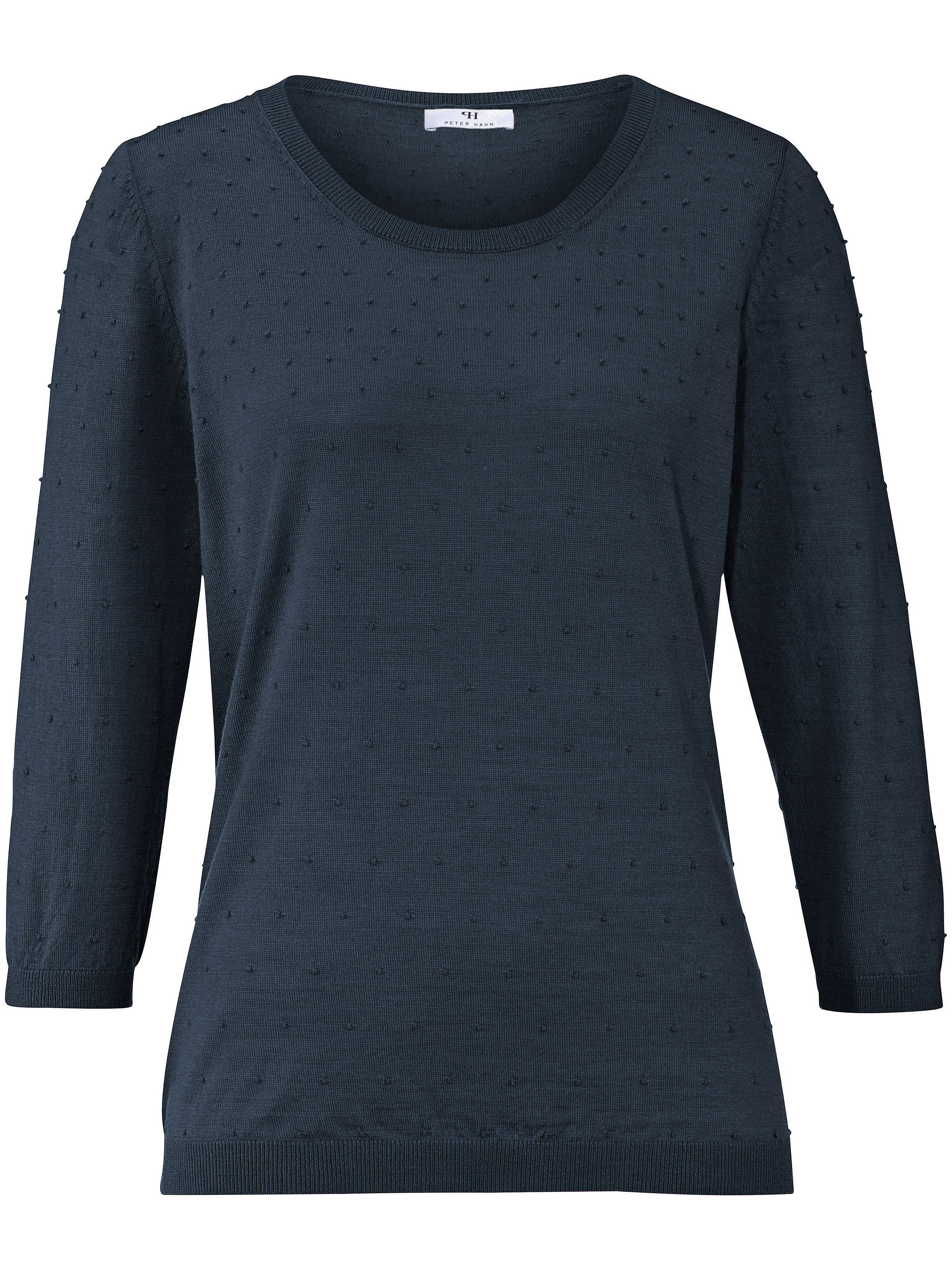 Image of Round neck jumper in 100% new milled wool Peter Hahn turquoise
