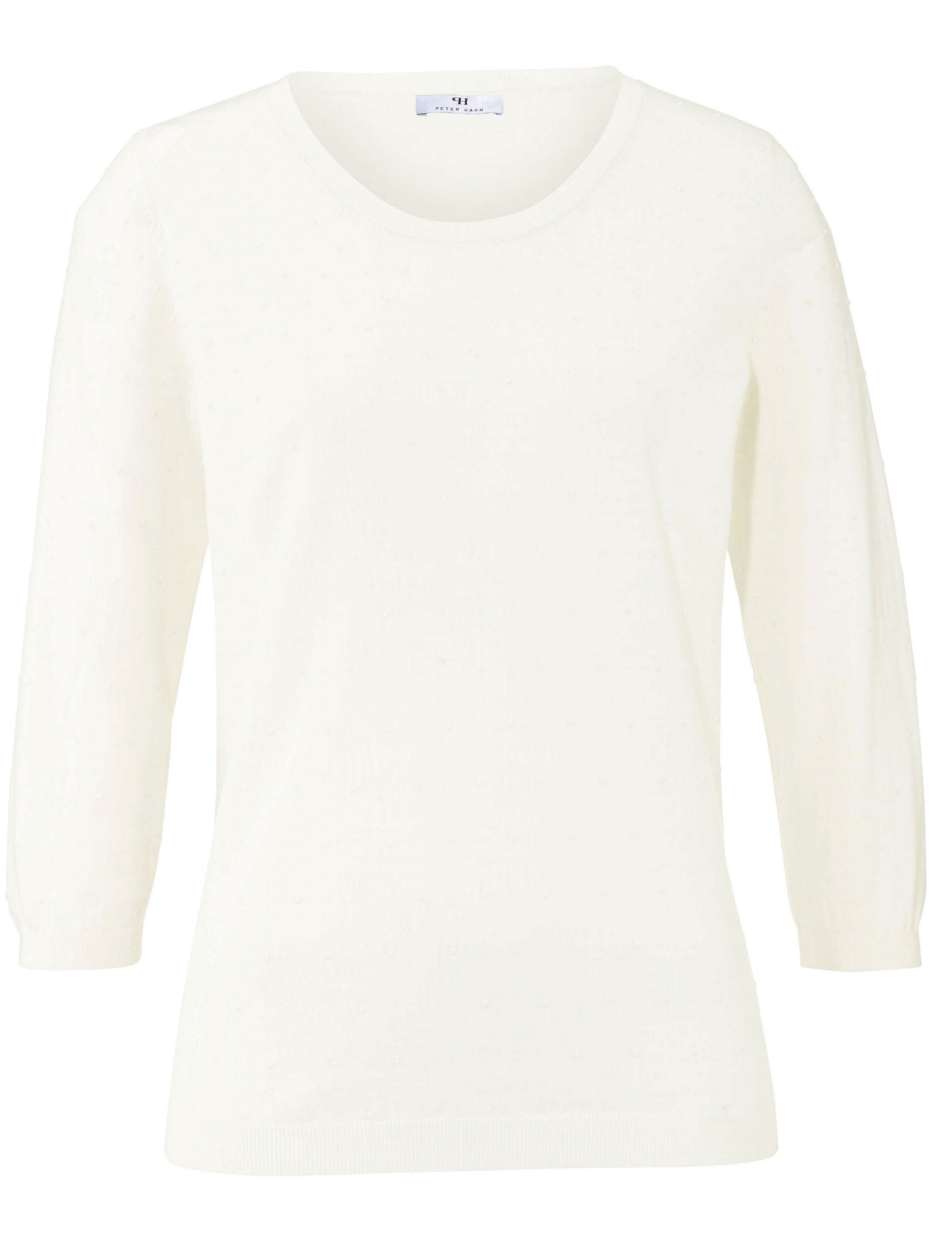Image of Round neck jumper in 100% new milled wool Peter Hahn white size: 24
