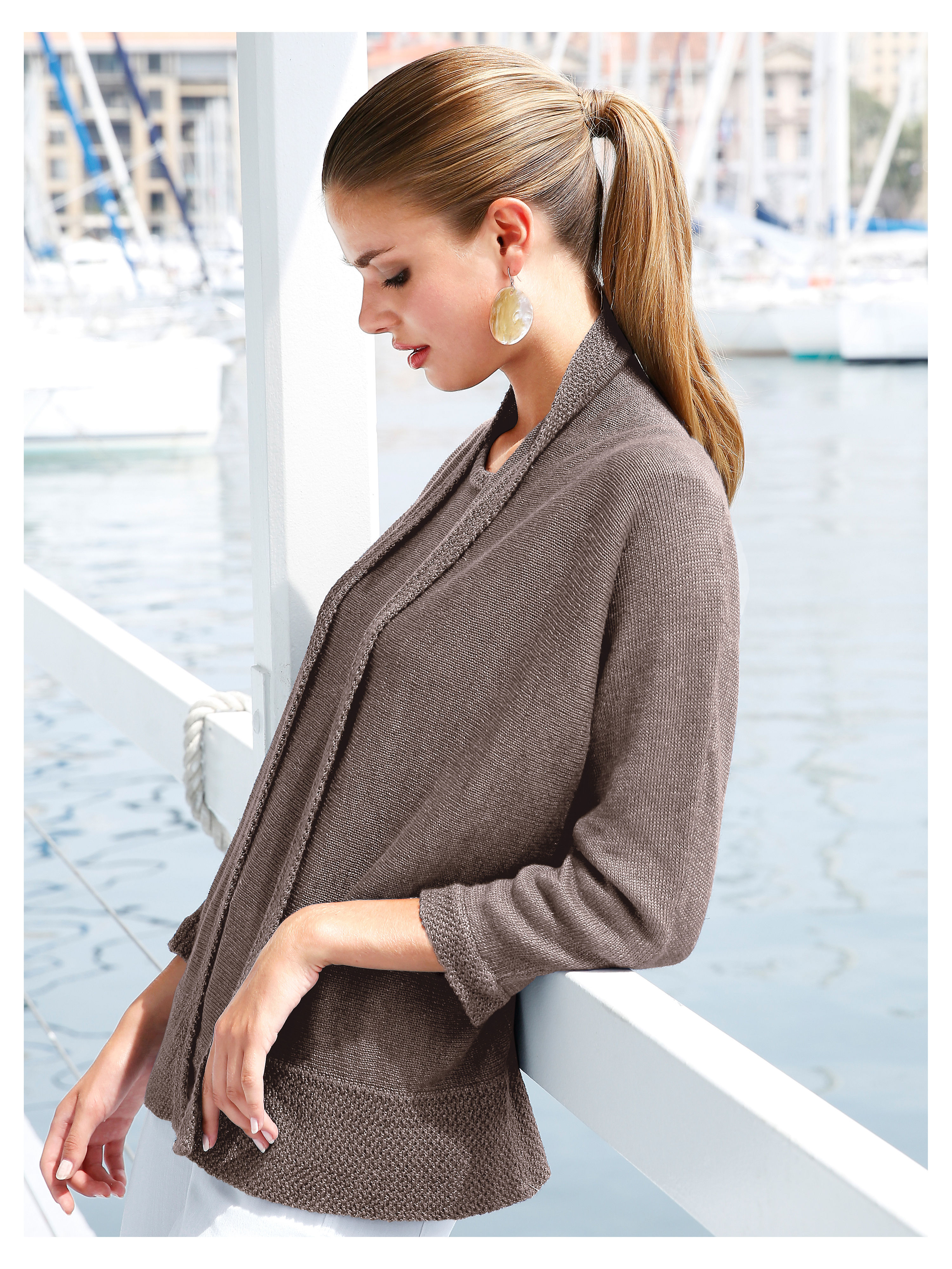 Image of Cardigan with 3/4-length sleeves Peter Hahn brown