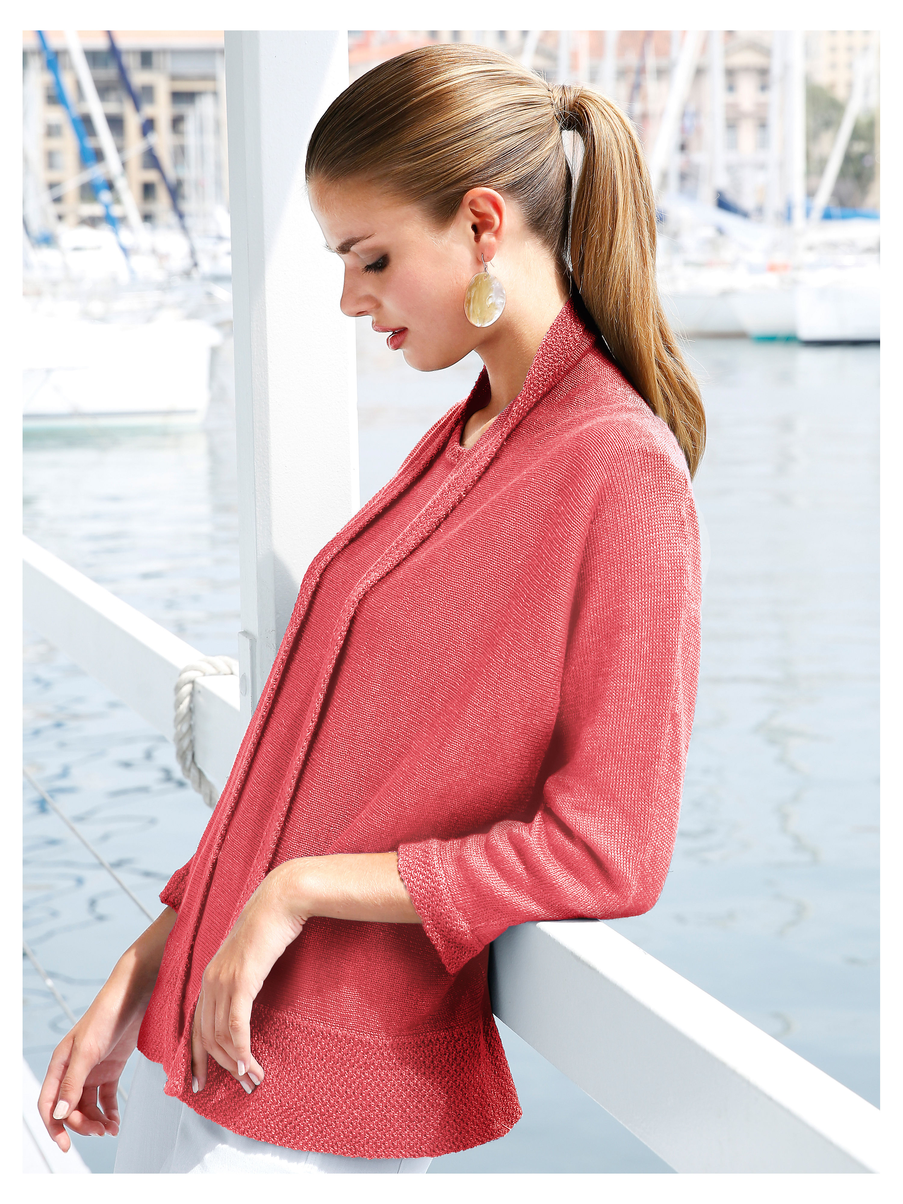 Image of Cardigan with 3/4-length sleeves Peter Hahn orange