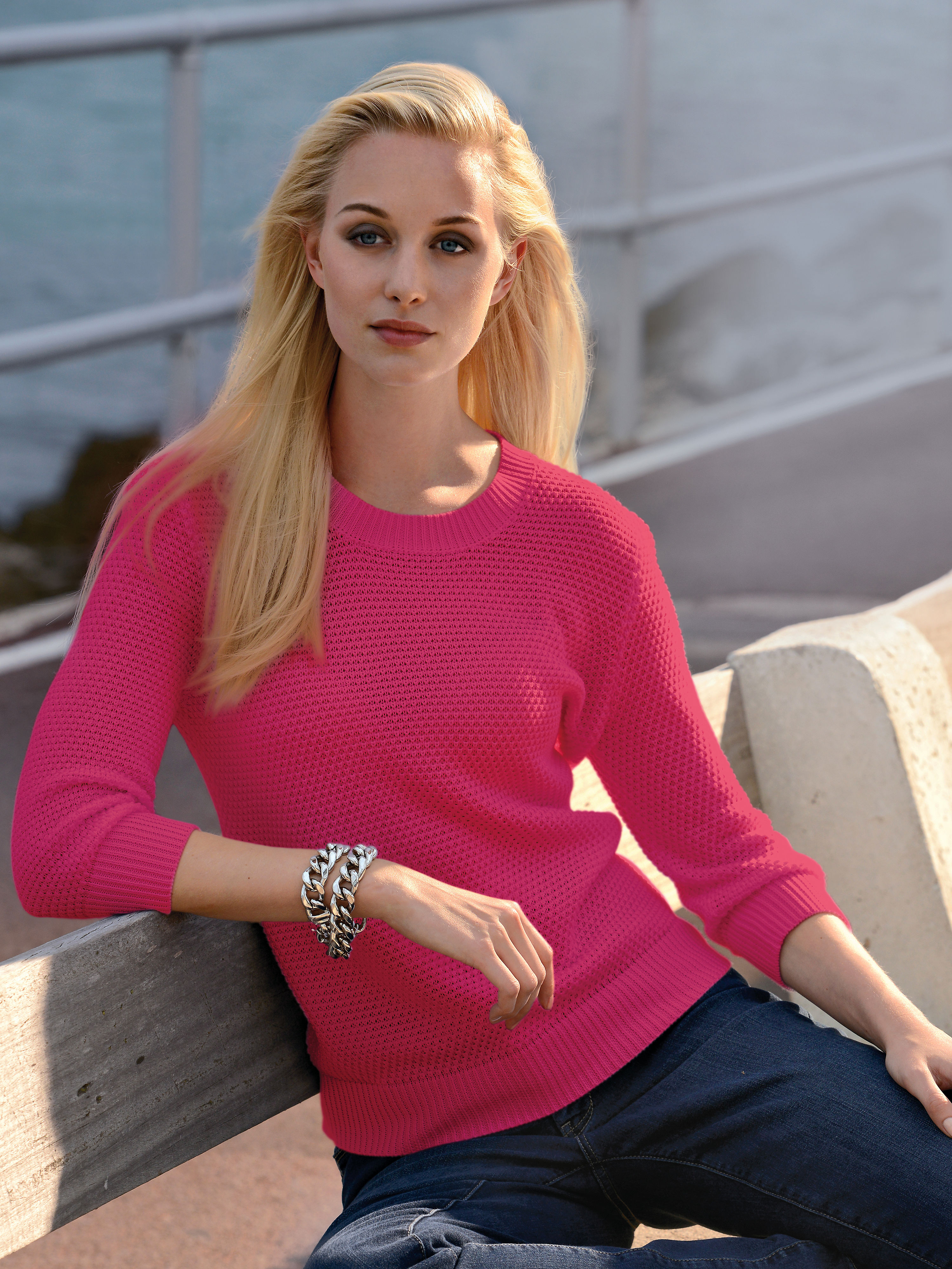 Image of Round neck jumper Peter Hahn bright pink size: 14