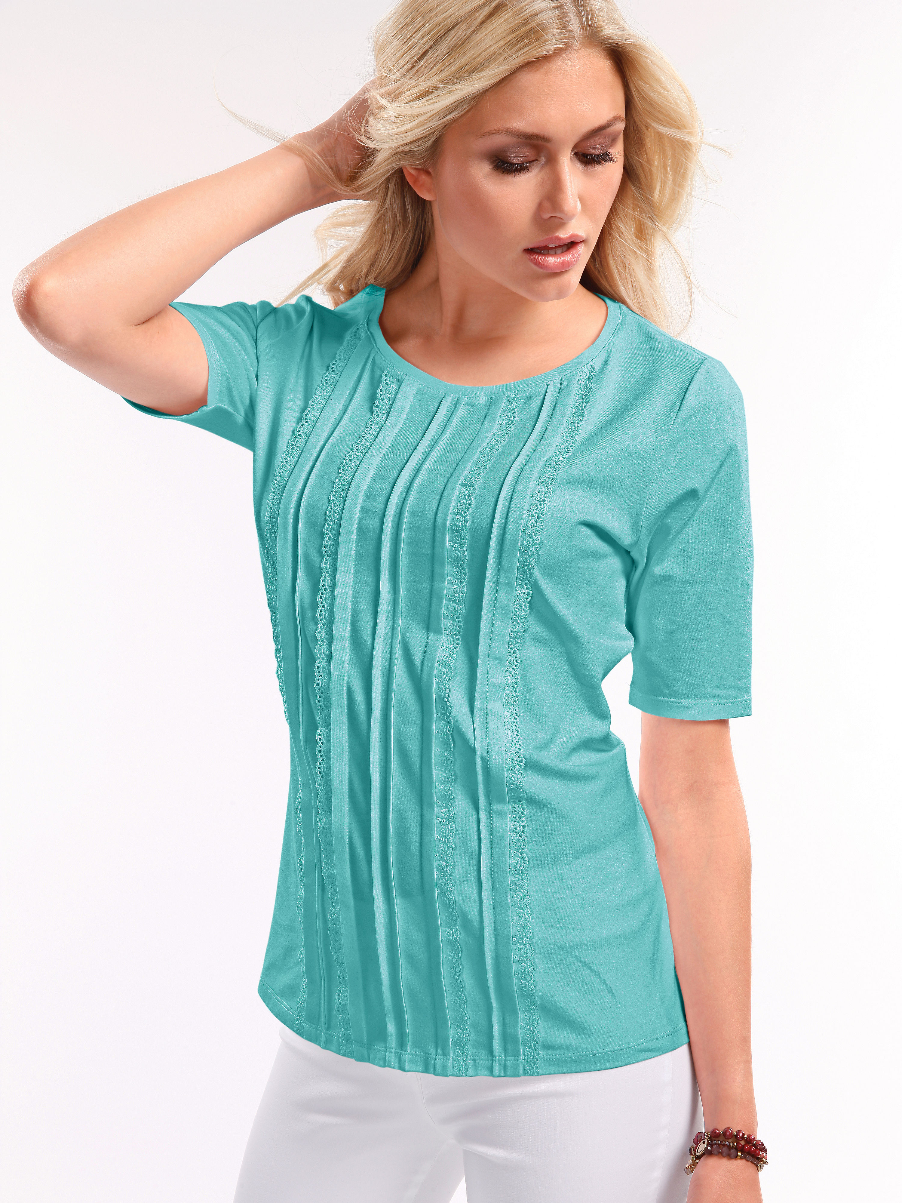 Image of Round neck top Peter Hahn turquoise size: 10
