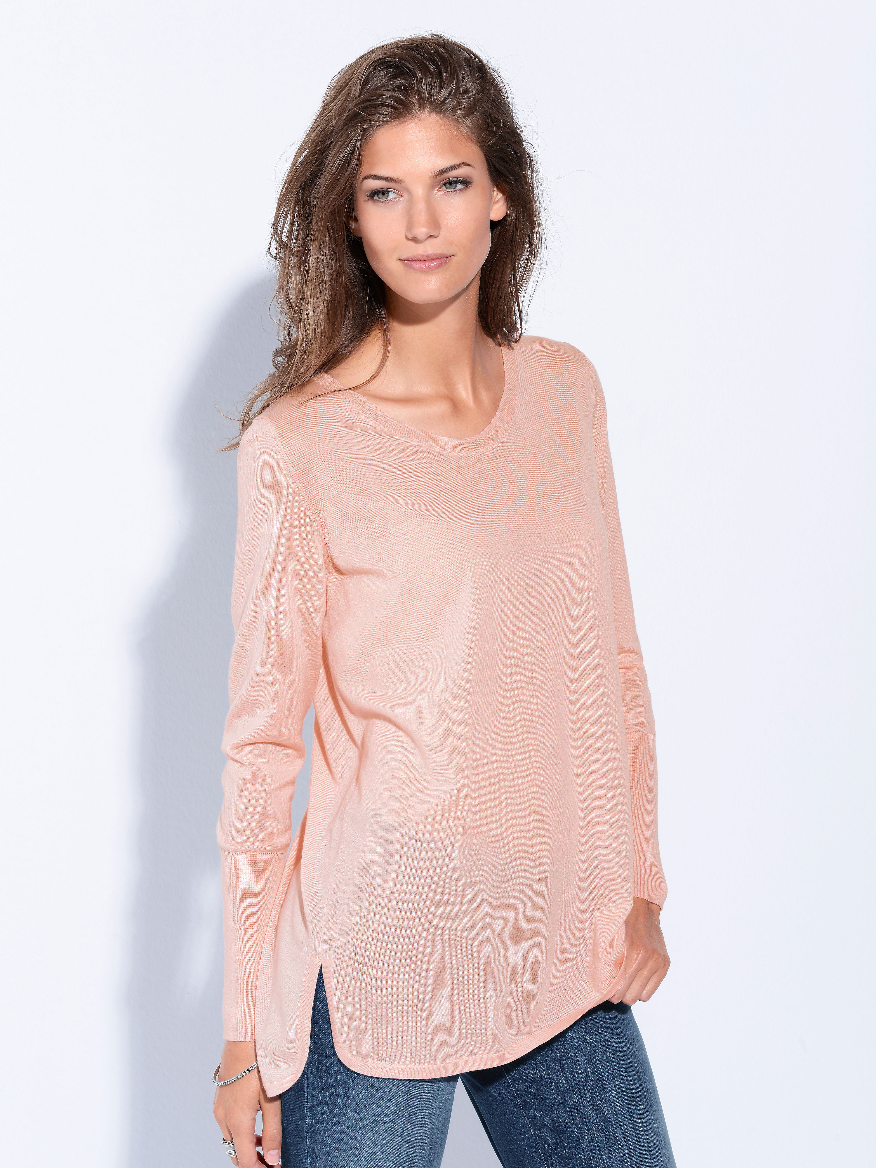 Image of Long-sleeved pullover in a long cut Joop! pale pink