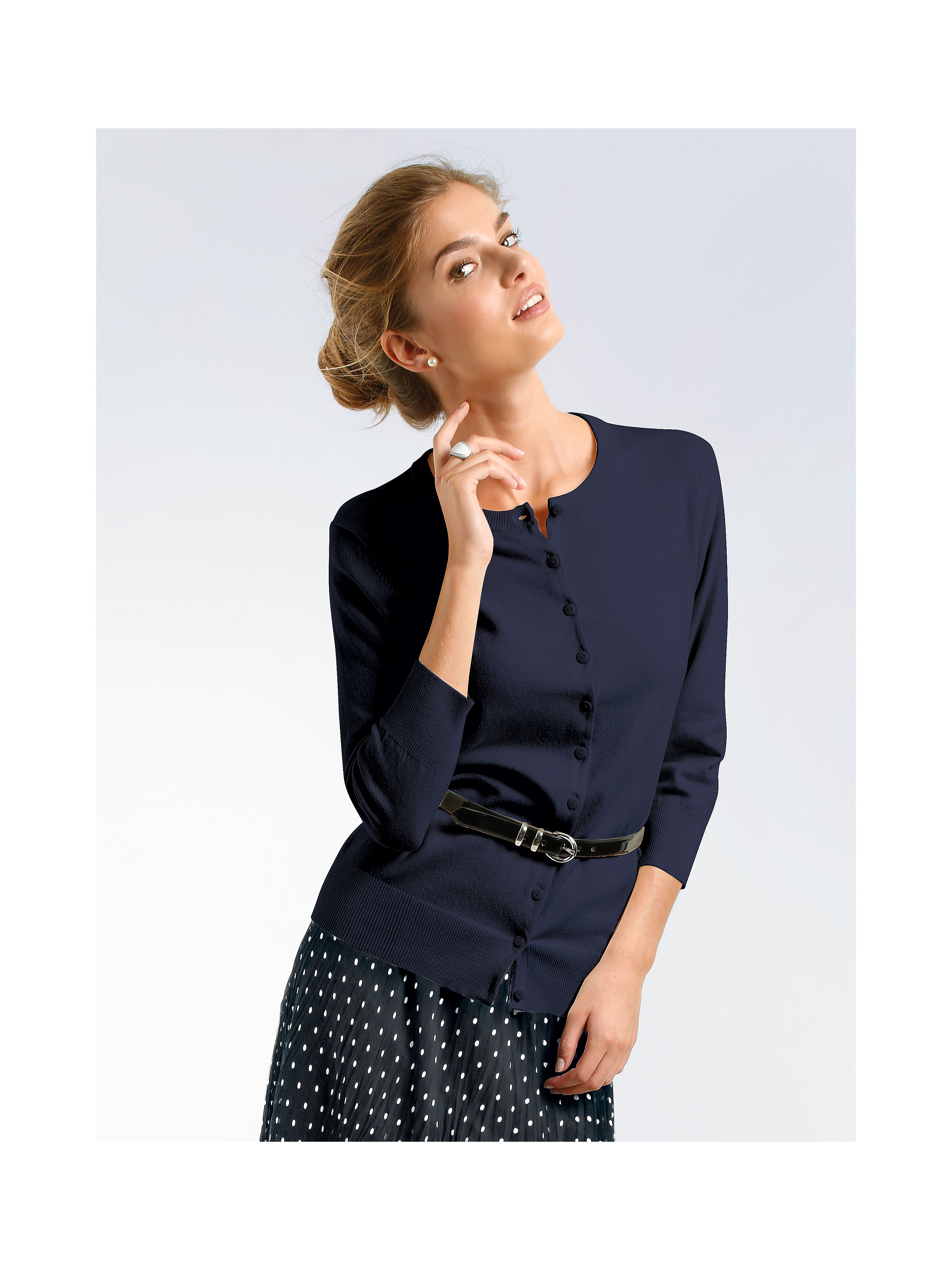 Image of Round neck cardigan Peter Hahn blue