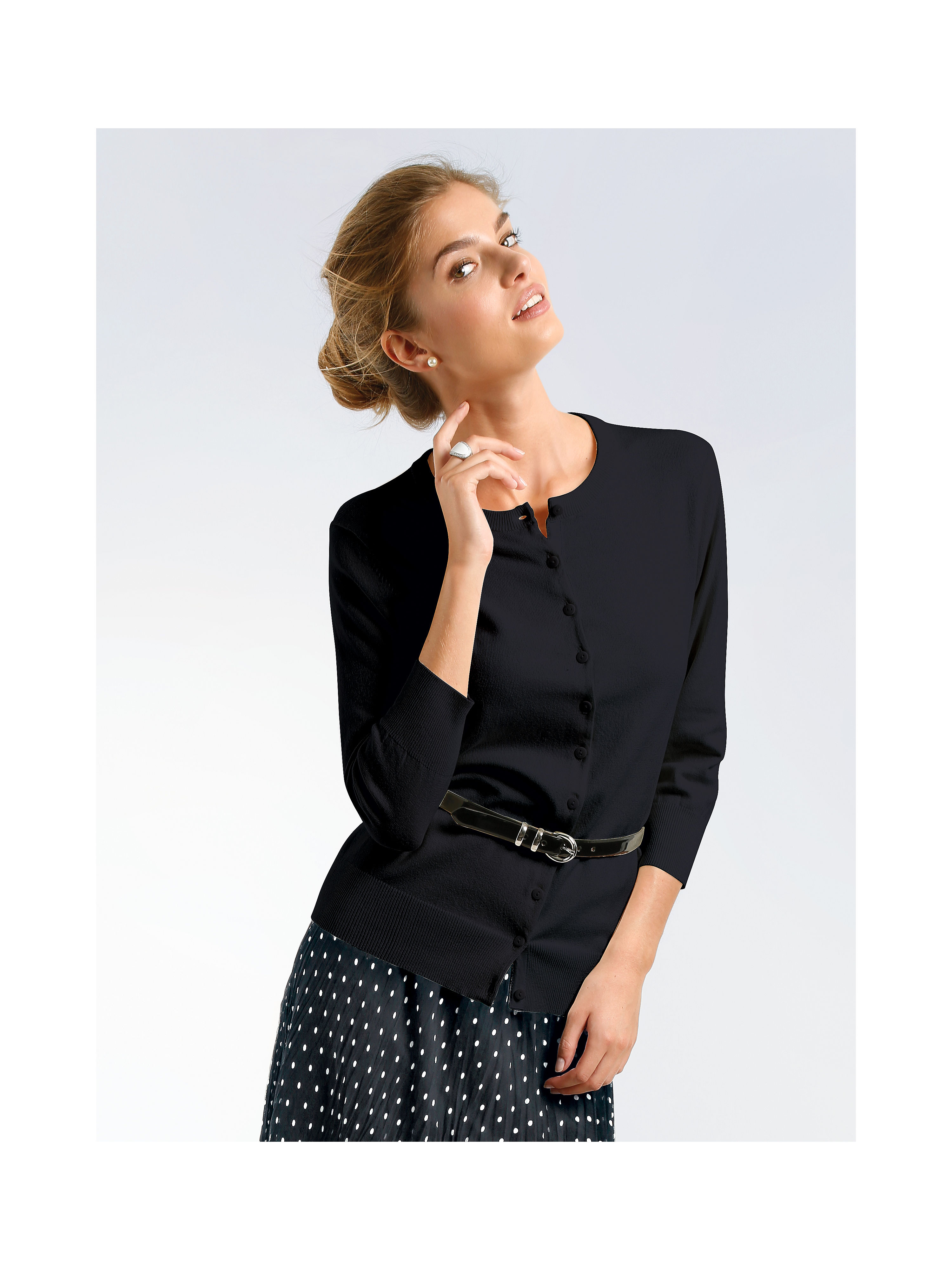 Image of Round neck cardigan Peter Hahn black