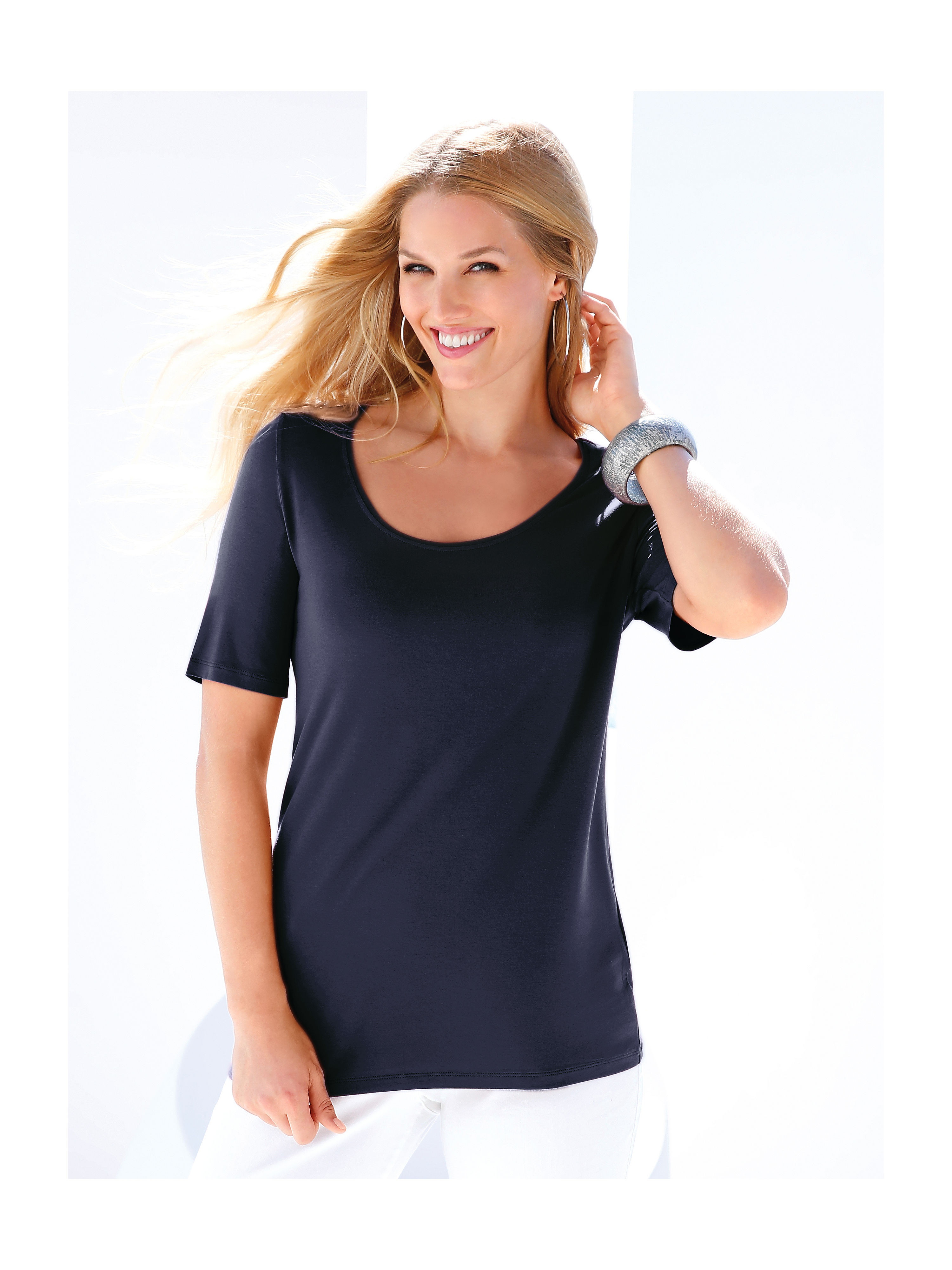 Image of Round neck top Anna Aura blue size: 30