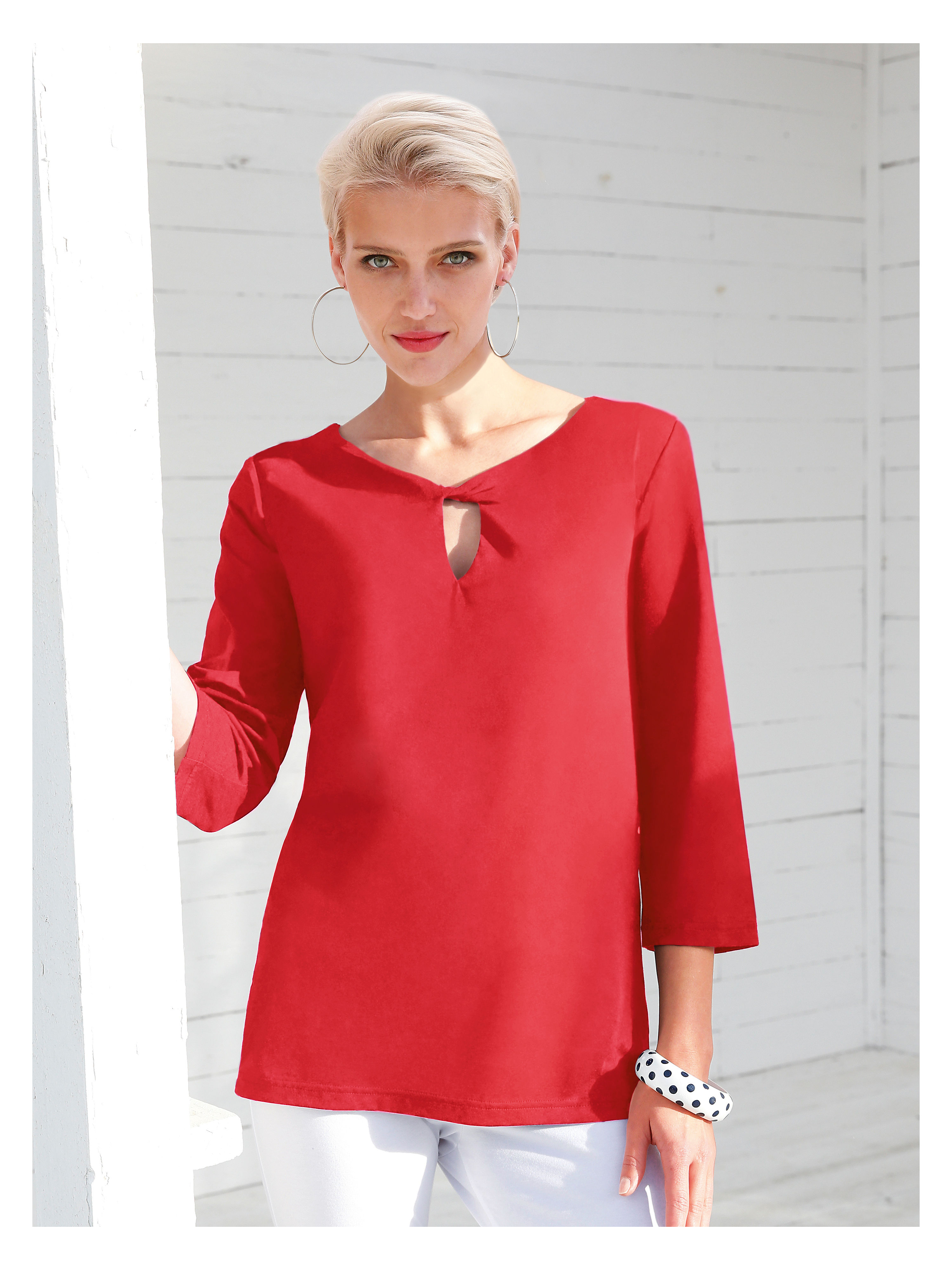 Image of Top with 3/4-length sleeves Green Cotton red size: 12