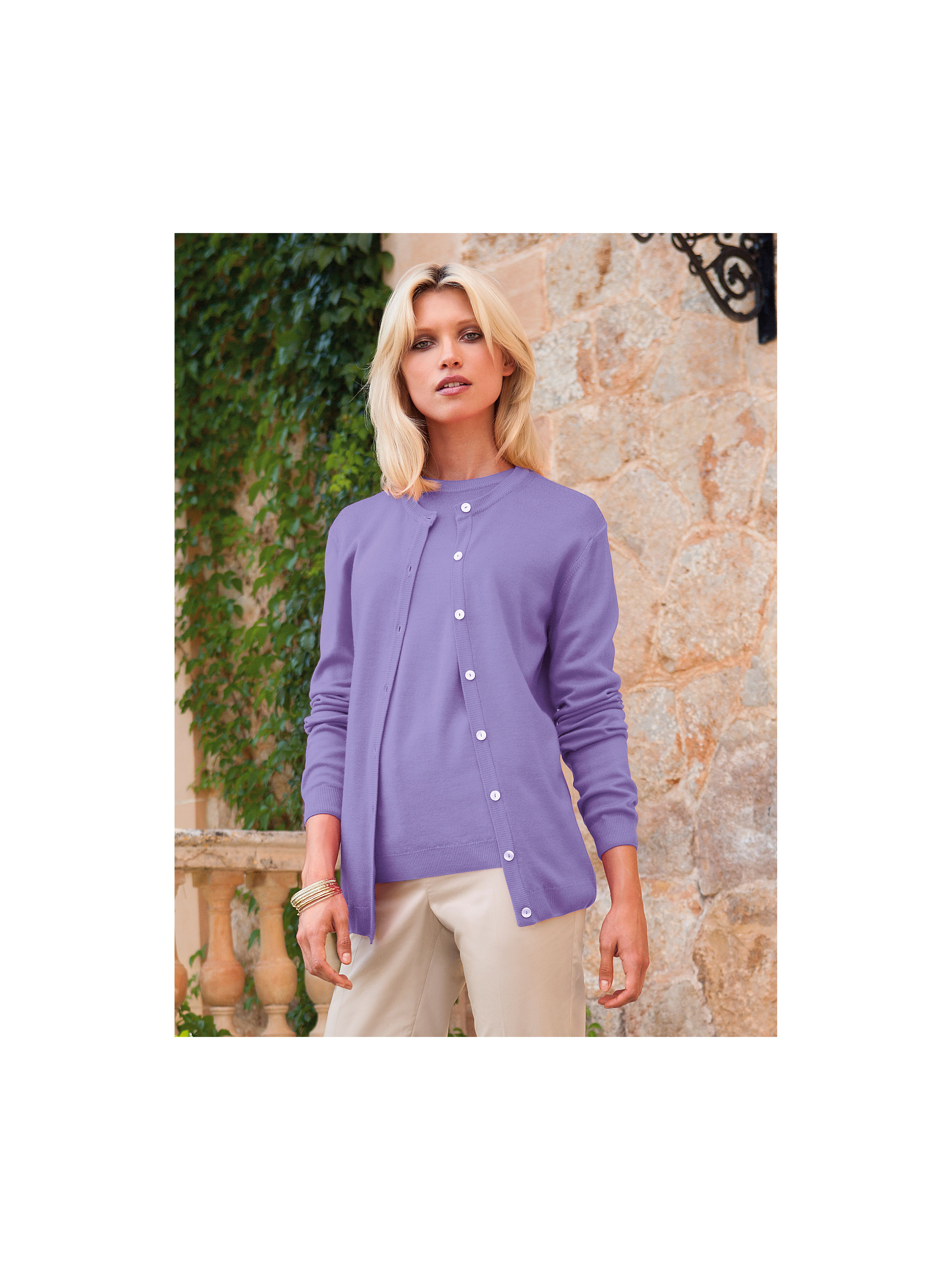 Image of Twinset in pure new wool Peter Hahn purple