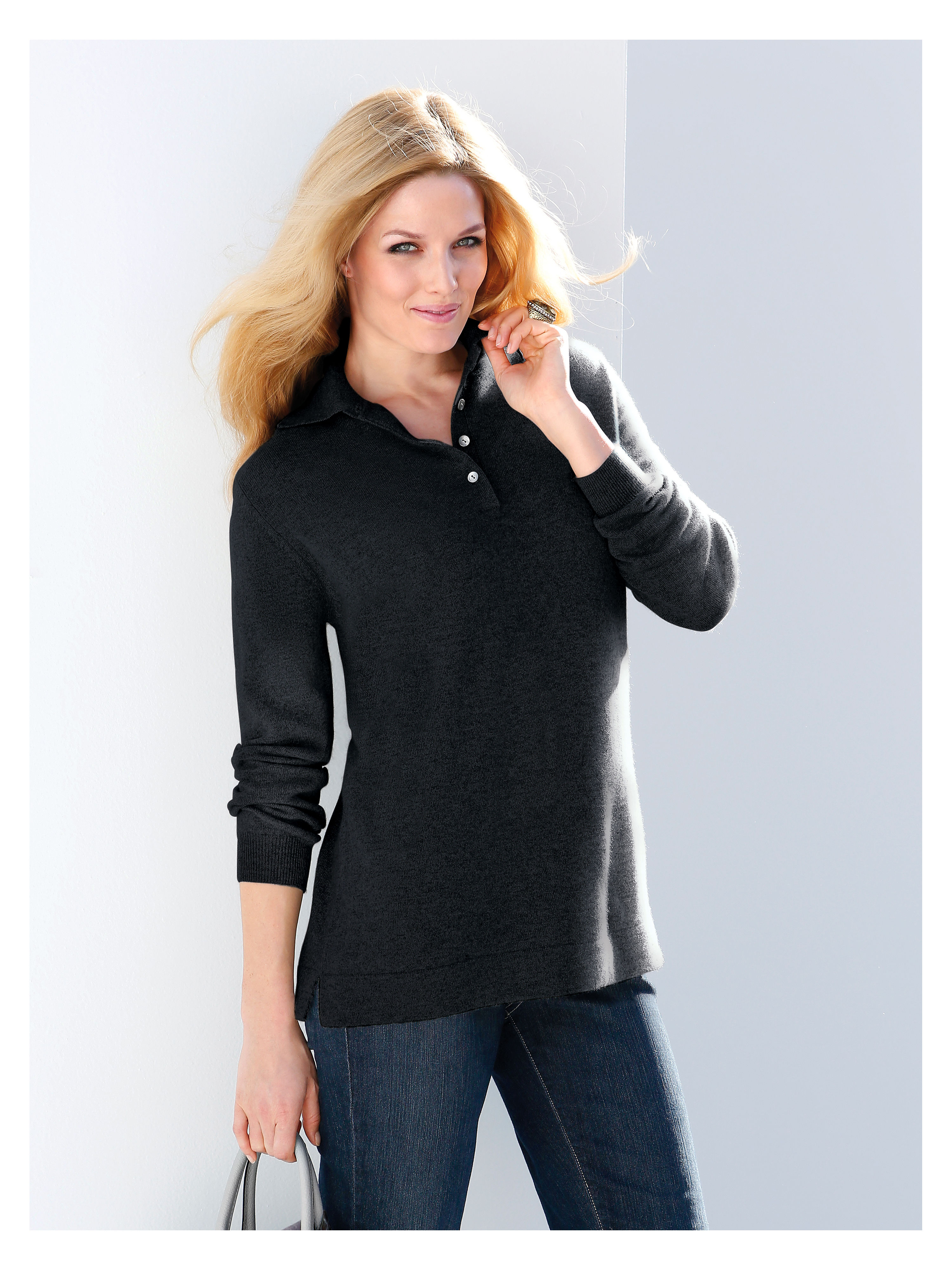 Image of Polo neck jumper in 100% cashmere Anna Aura black size: 30