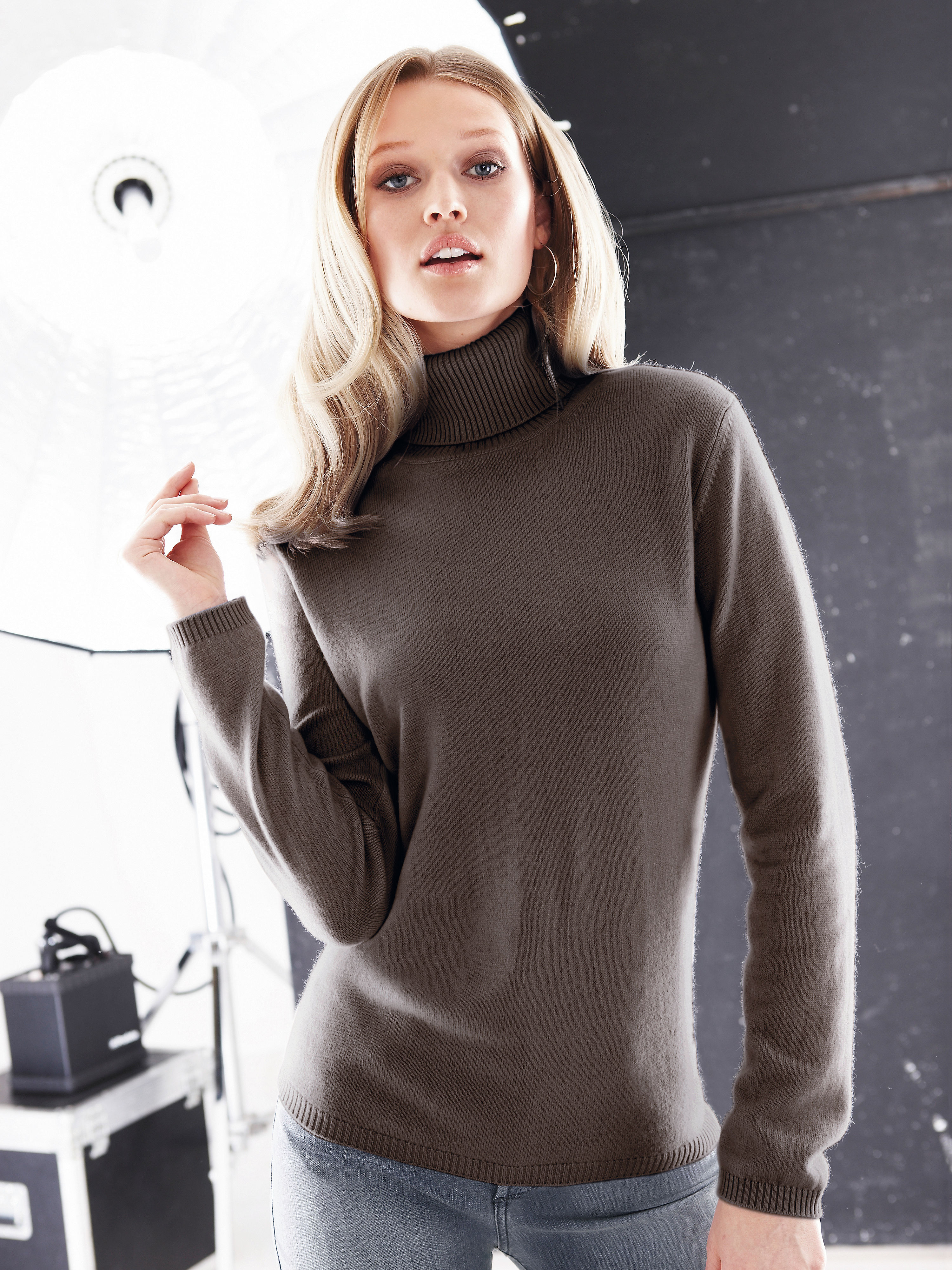 Image of Polo jumper in pure cashmere cashmere brown
