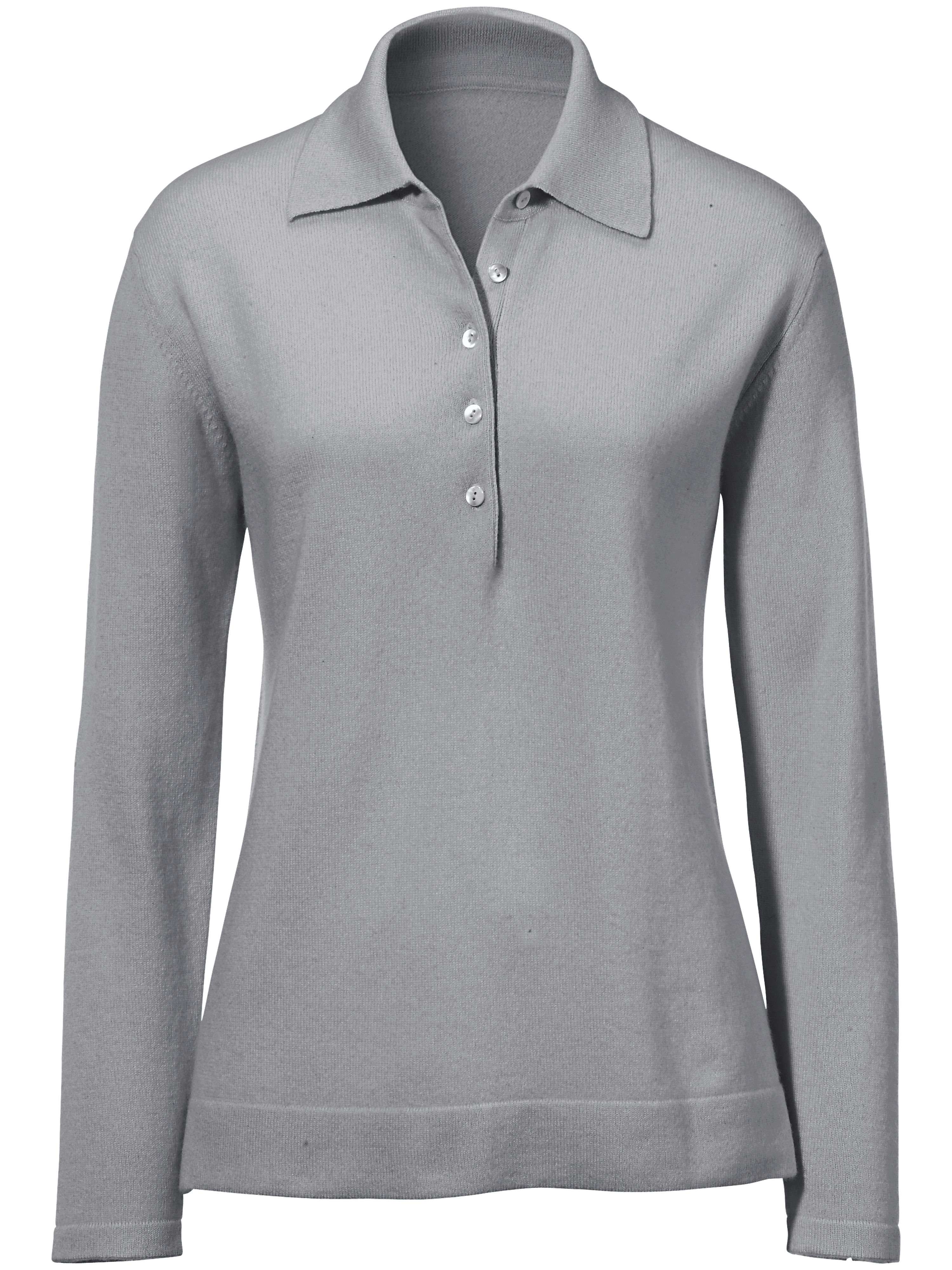 Image of Polo jumper in 100% cashmere cashmere grey