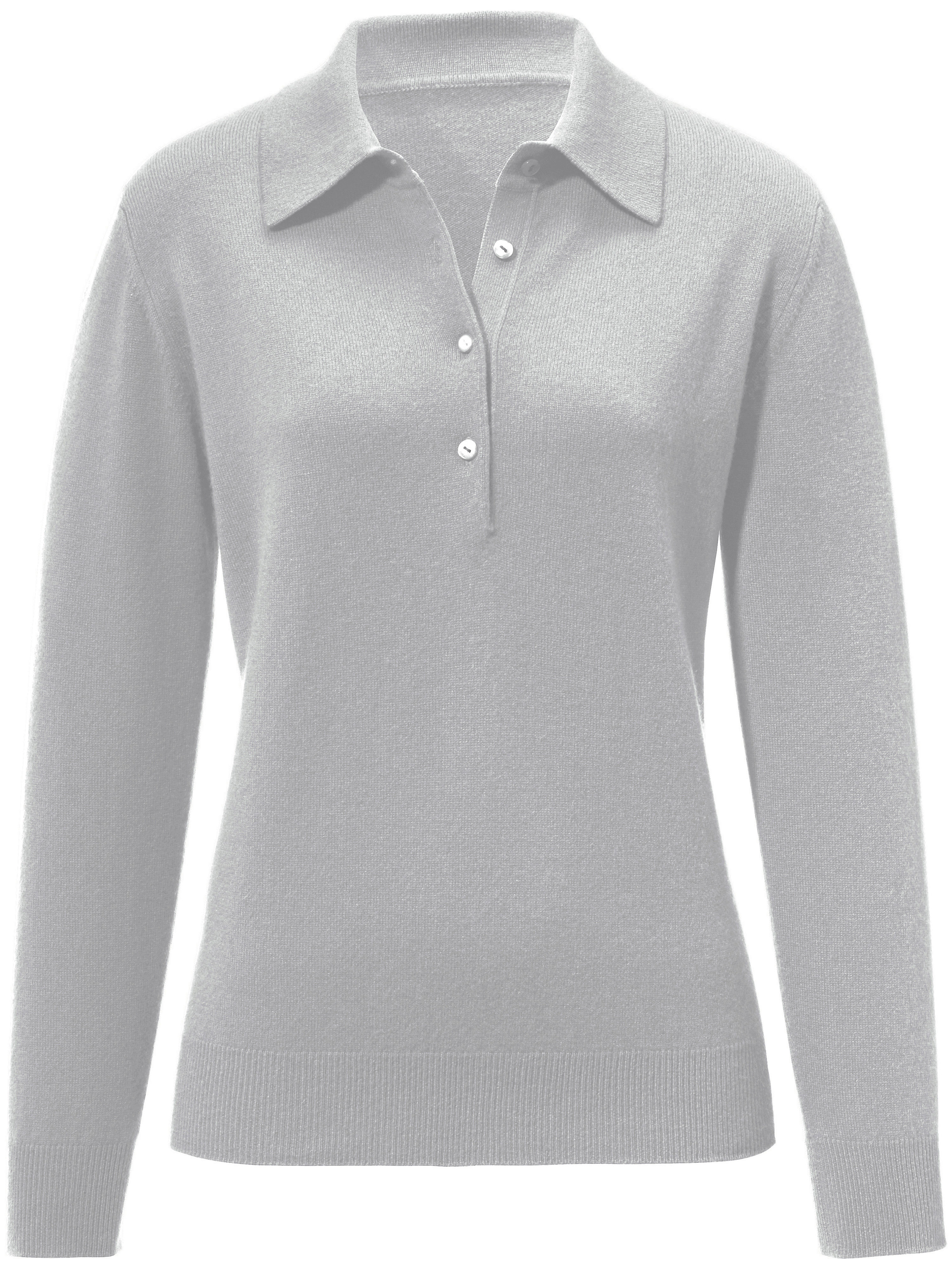 Image of Polo jumper in pure cashmere cashmere grey size: 12