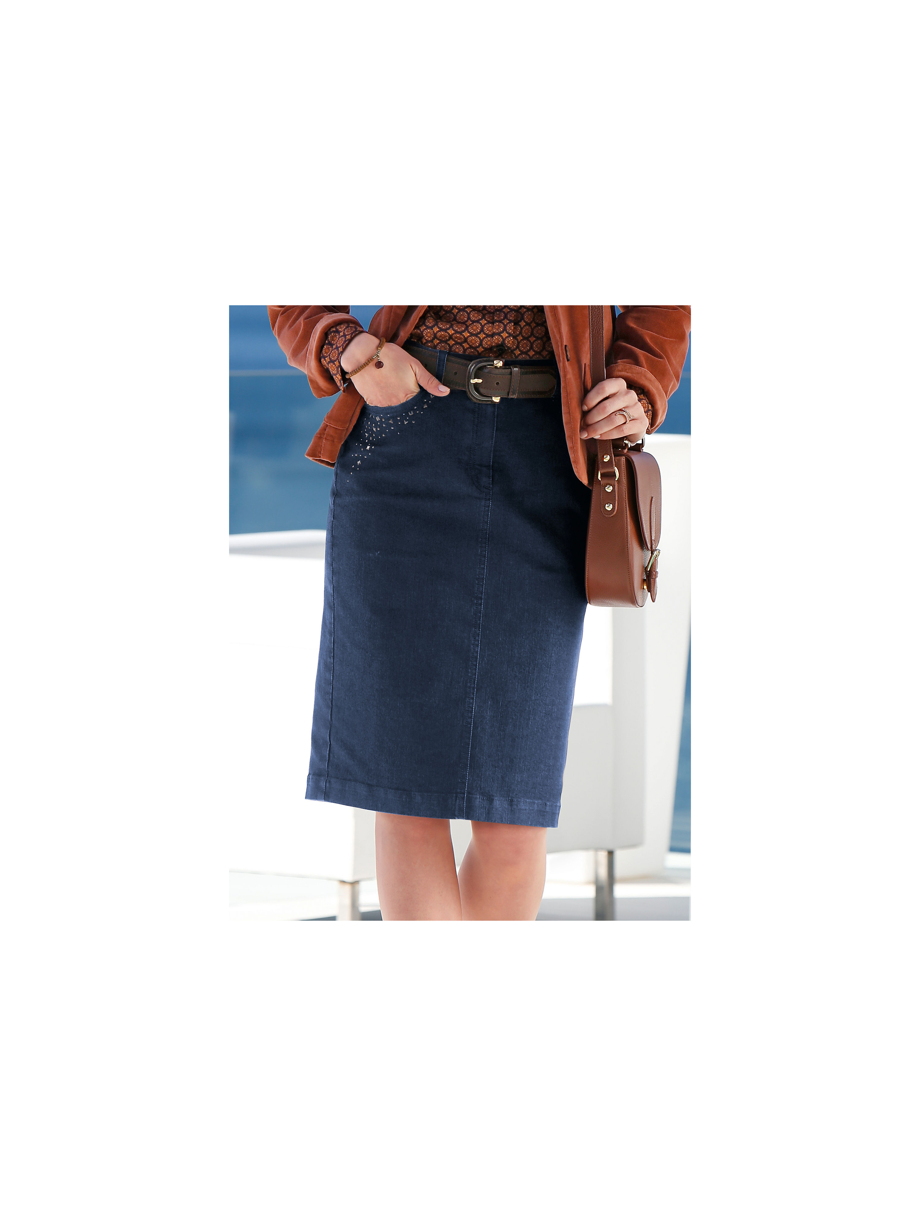 Image of Denim skirt Peter Hahn blue