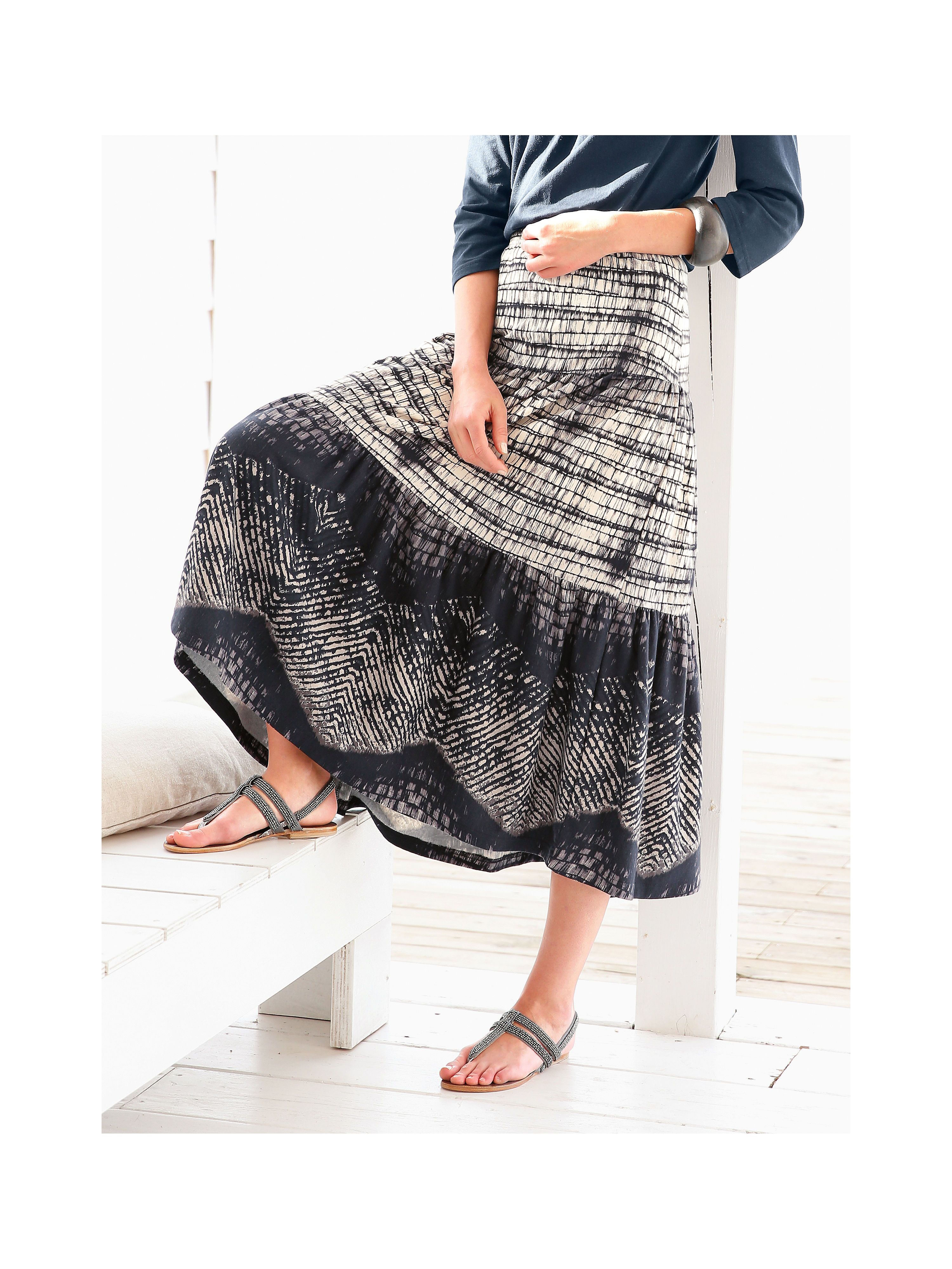 Image of Slip-on skirt Green Cotton grey
