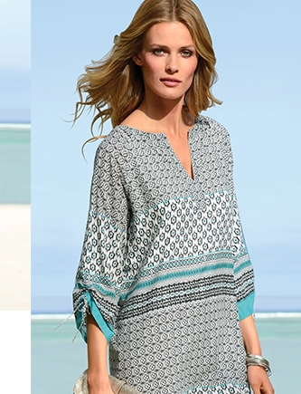Kleid mit 3/4 Raglan-Ärmel zum dekorativen Raffen (13968677)
